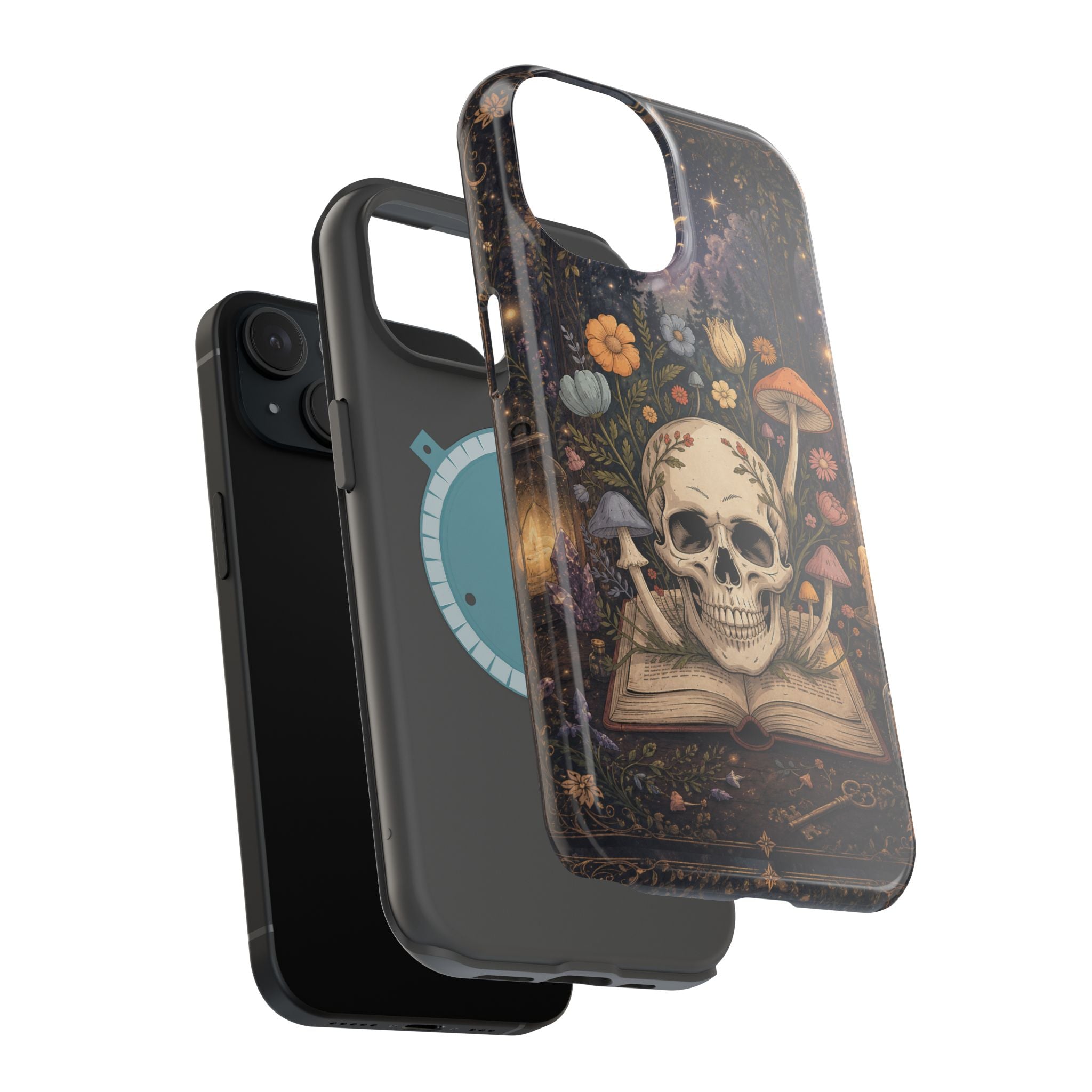 Skull & Mushroom Phone Case – Gothic MagSafe-Compatible Impact-Resistant Case