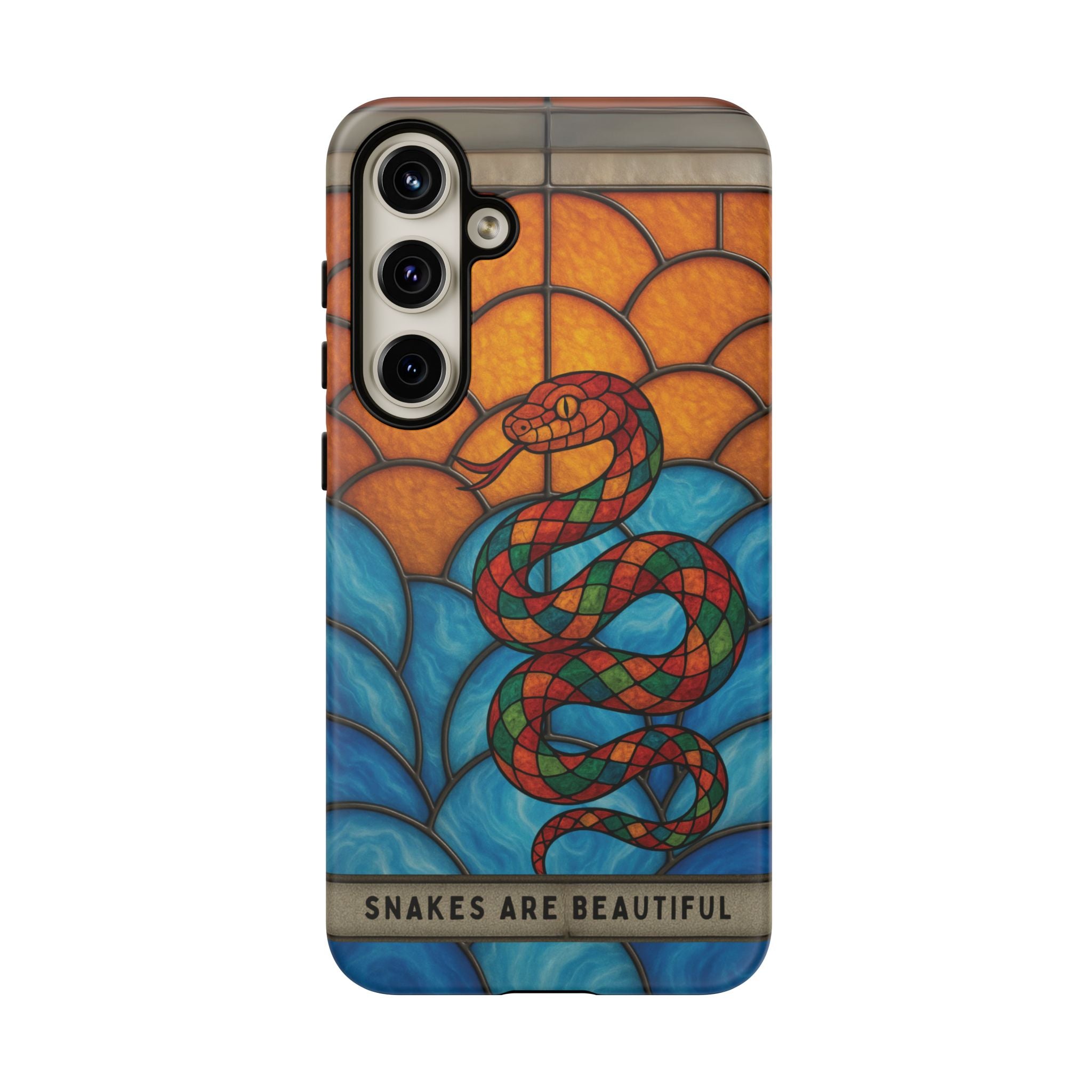 Snakes Are Beautiful Stained Glass Phone Case, Colorful Reptile Design Phone Cover, Nature Lovers Reptile Phone Case, Danger Noodle Case
