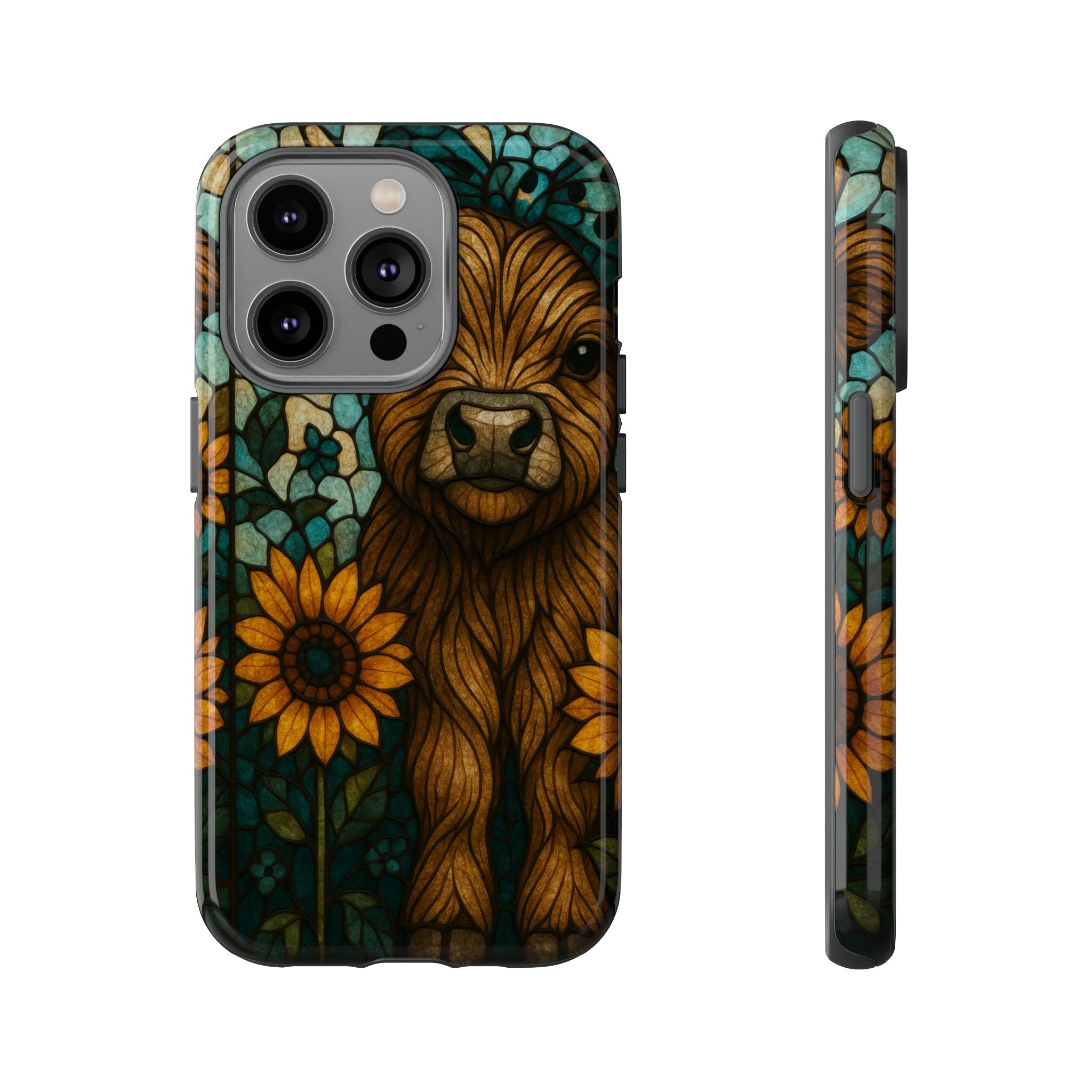Stained Glass Baby Cow Phone Case – Sunflower Farmhouse Animal Design