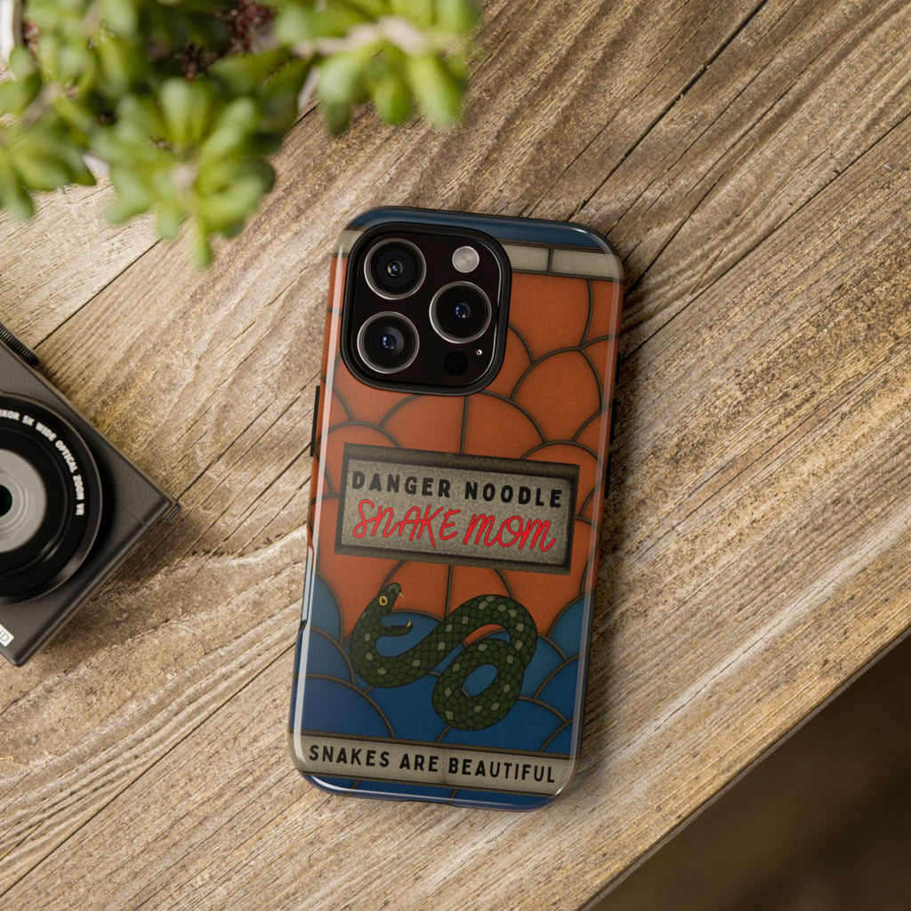 Danger Noodle Snake Mom Phone Case | Snakes Are Beautiful |Stained Glass Snake Art | Funny Snake Lover Gift |  Reptile Mom Phone Cover