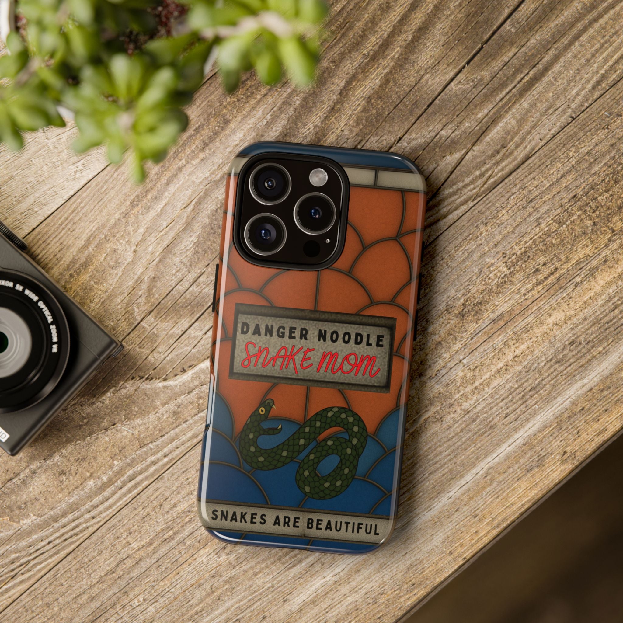 Danger Noodle Snake Mom Phone Case | Snakes Are Beautiful |Stained Glass Snake Art | Funny Snake Lover Gift |  Reptile Mom Phone Cover