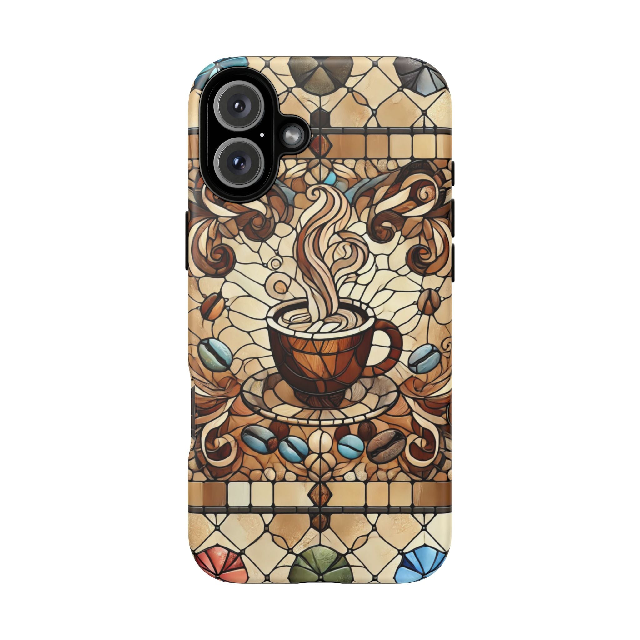 Stained Glass Coffee iPhone Case – Shockproof TPU, 3D Wrap Design