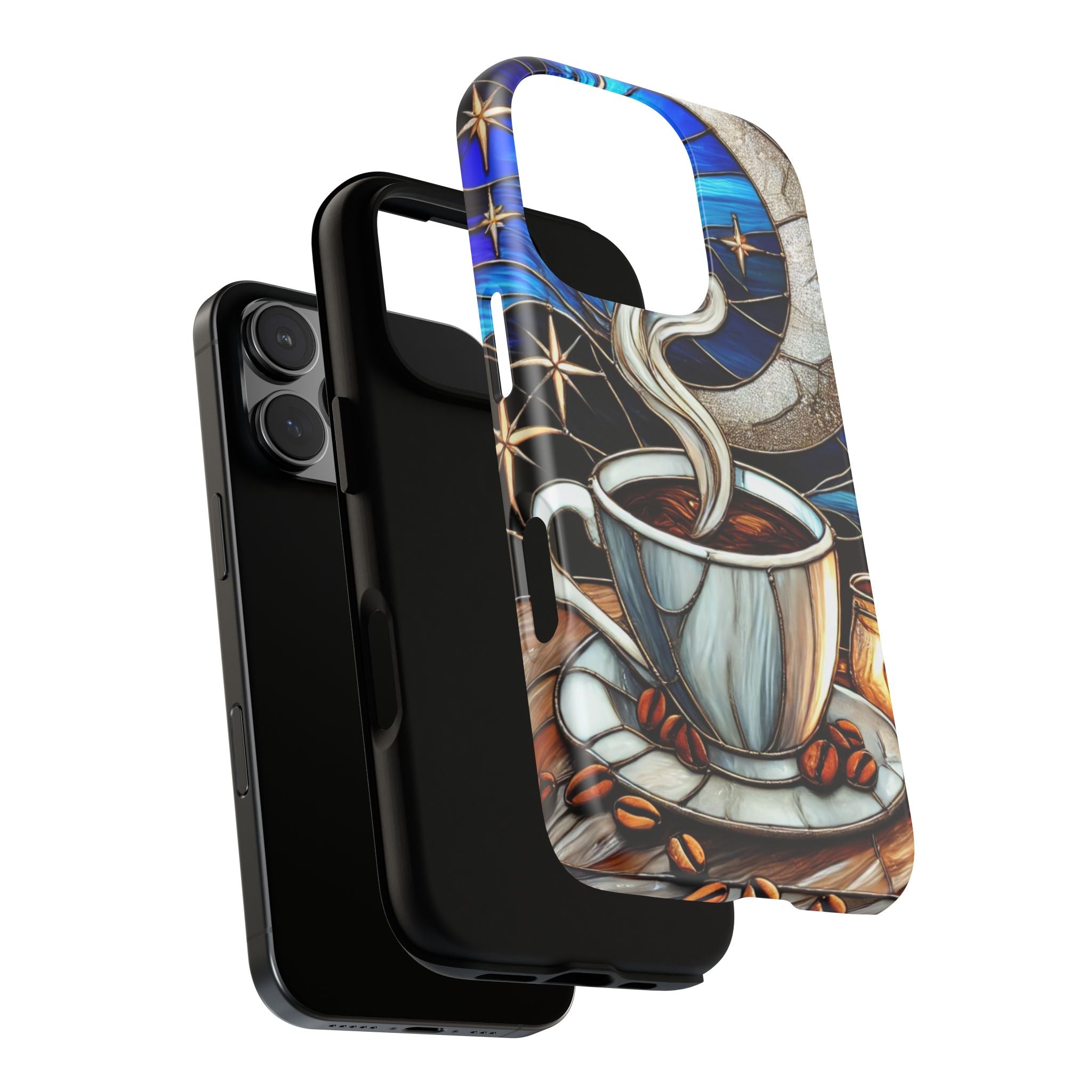 Stained Glass Coffee Phone Case – Cozy Artistic Design for Coffee Lovers