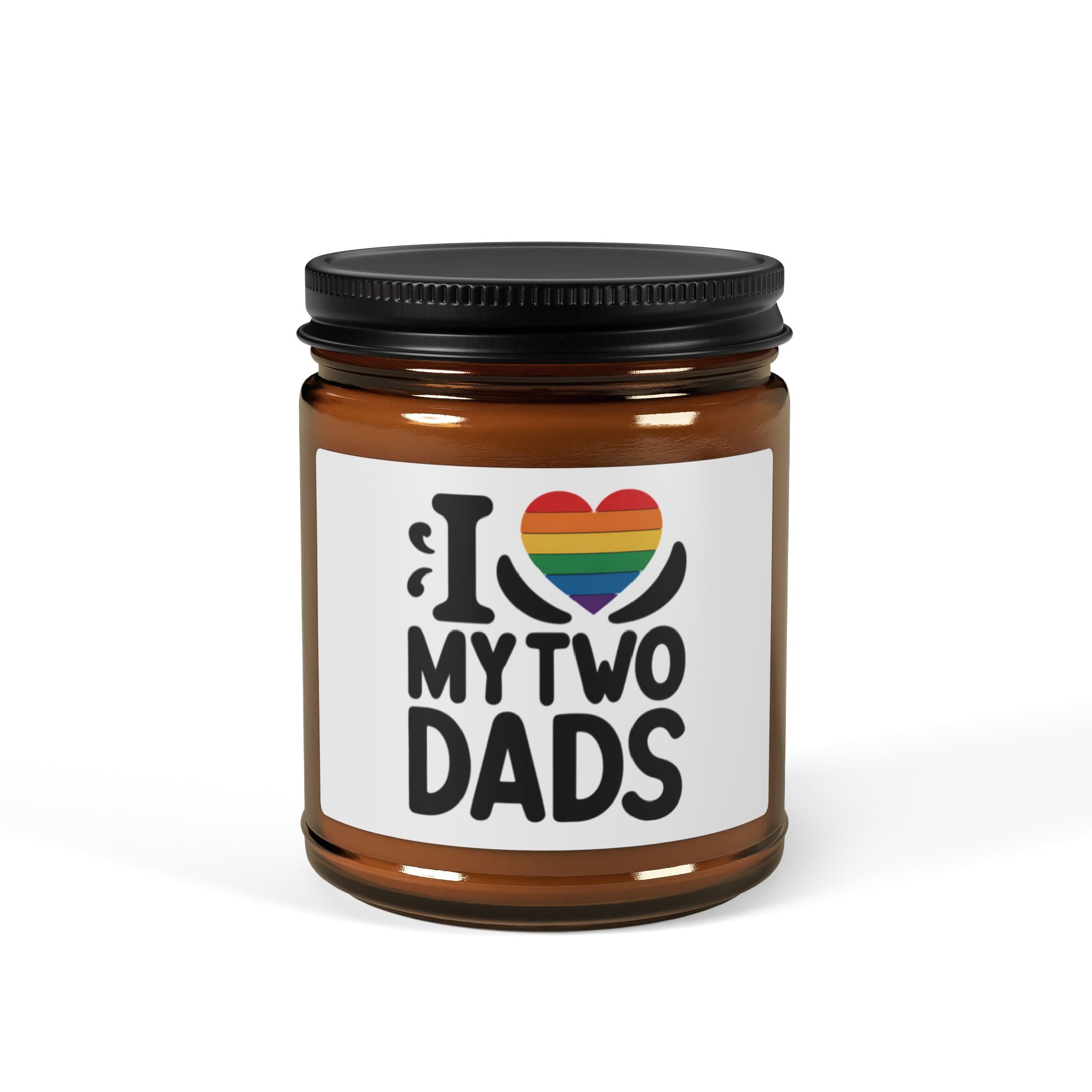 Rainbow Pride Fathers Day Scented Soy Candle, Gift for Gay Dads, LGBTQ+ Pride Month Celebration From Daughter Son, I Love My Two Dads Heart