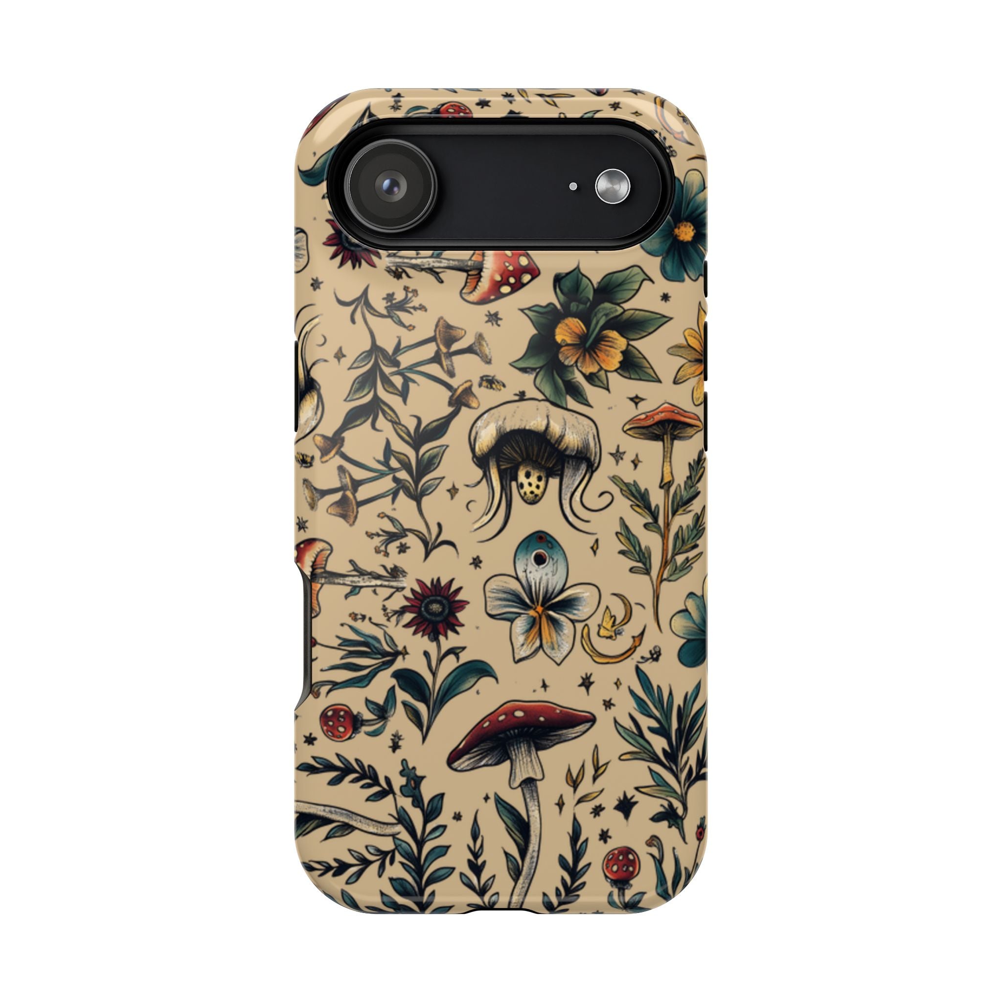 Vintage Botanical Mushroom Phone Case – MagSafe-Compatible Cover