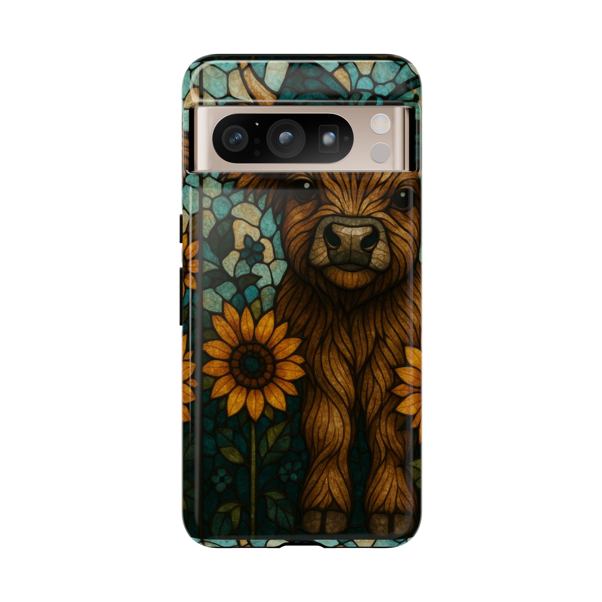 Stained Glass Baby Cow Phone Case – Sunflower Farmhouse Animal Design
