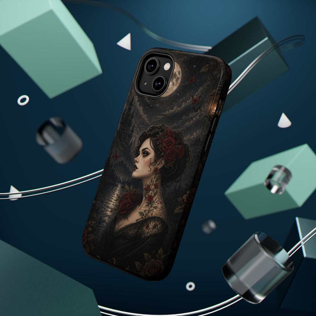 Gothic Rose Portrait Phone Case – Dark Romance MagSafe-Compatible Cover