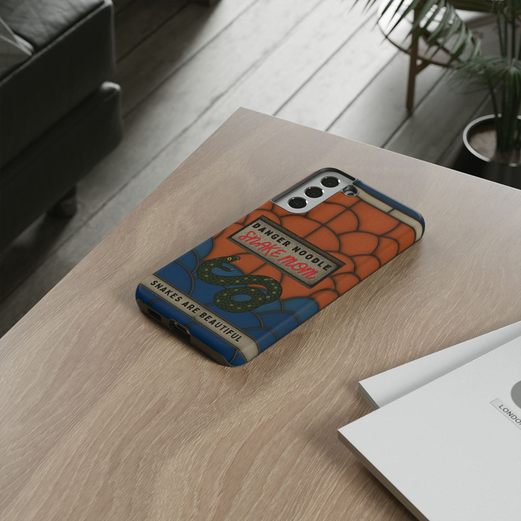 Danger Noodle Snake Mom Phone Case | Snakes Are Beautiful |Stained Glass Snake Art | Funny Snake Lover Gift |  Reptile Mom Phone Cover