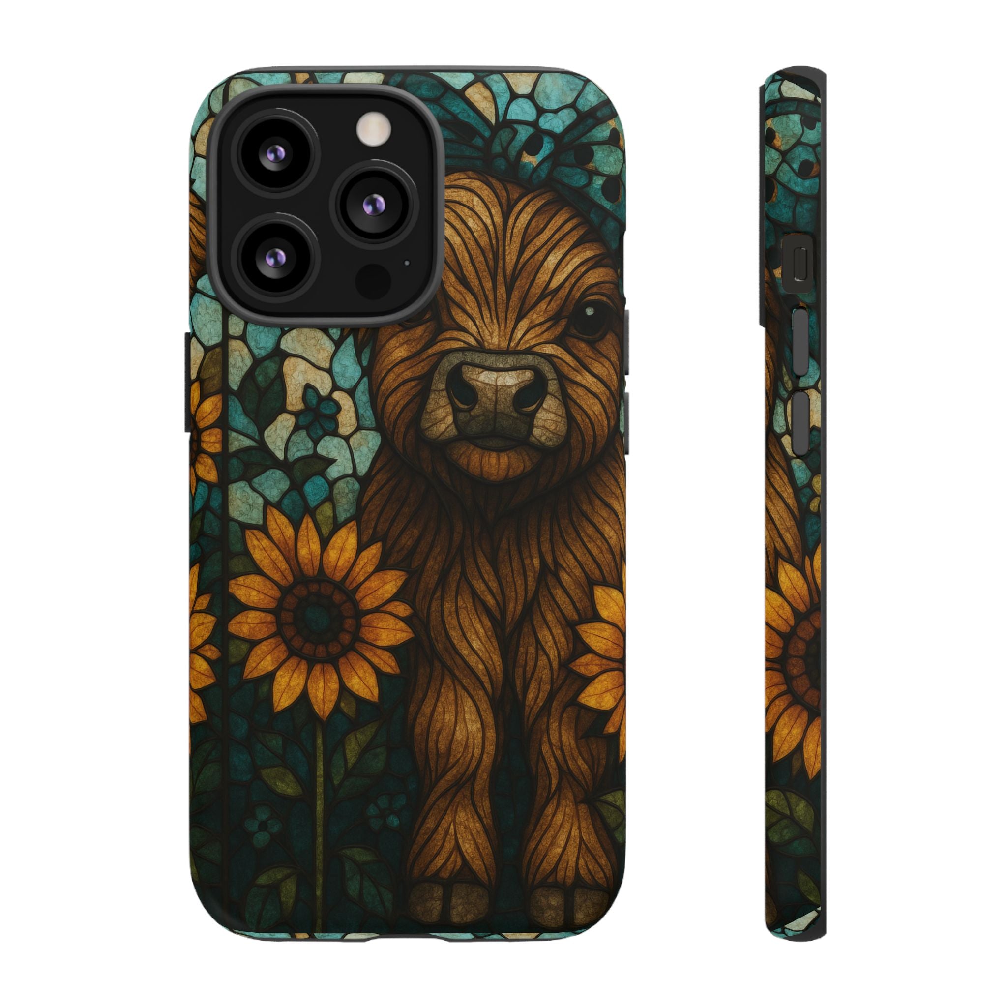 Stained Glass Baby Cow Phone Case – Sunflower Farmhouse Animal Design