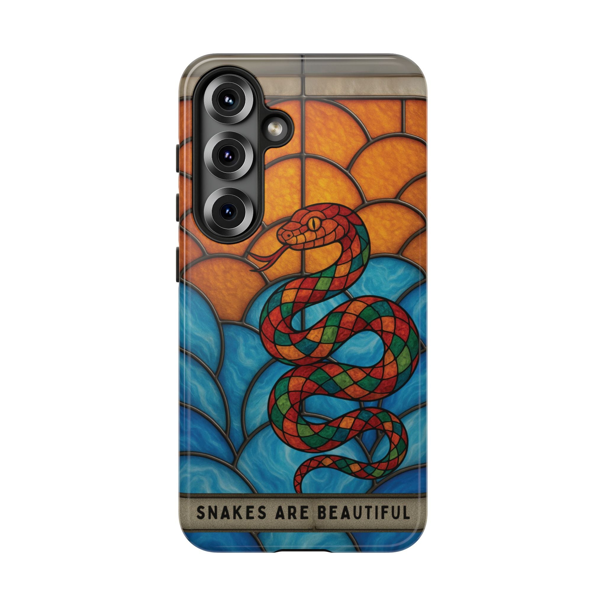Snakes Are Beautiful Stained Glass Phone Case, Colorful Reptile Design Phone Cover, Nature Lovers Reptile Phone Case, Danger Noodle Case