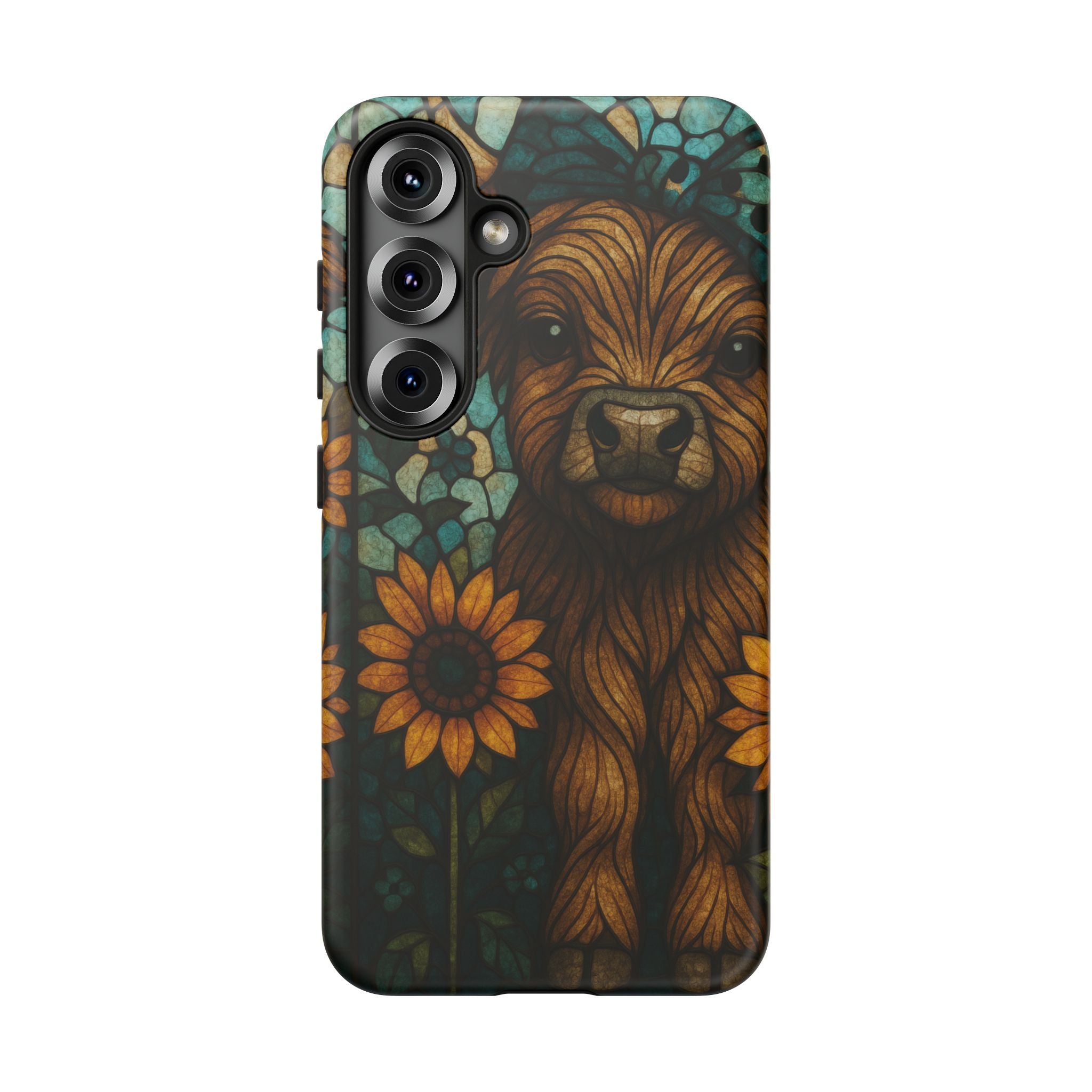 Stained Glass Baby Cow Phone Case – Sunflower Farmhouse Animal Design