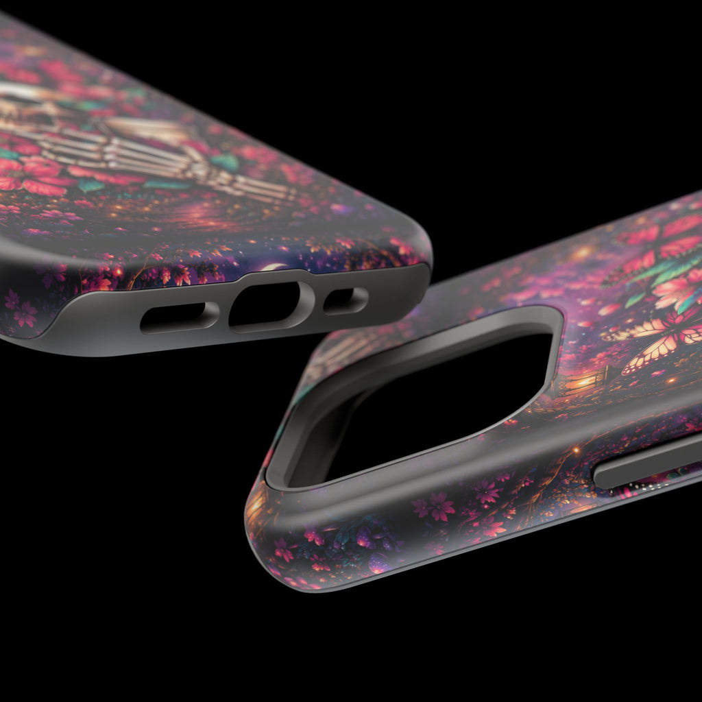 Skull & Butterflies Phone Case – Gothic Floral MagSafe-Compatible Case