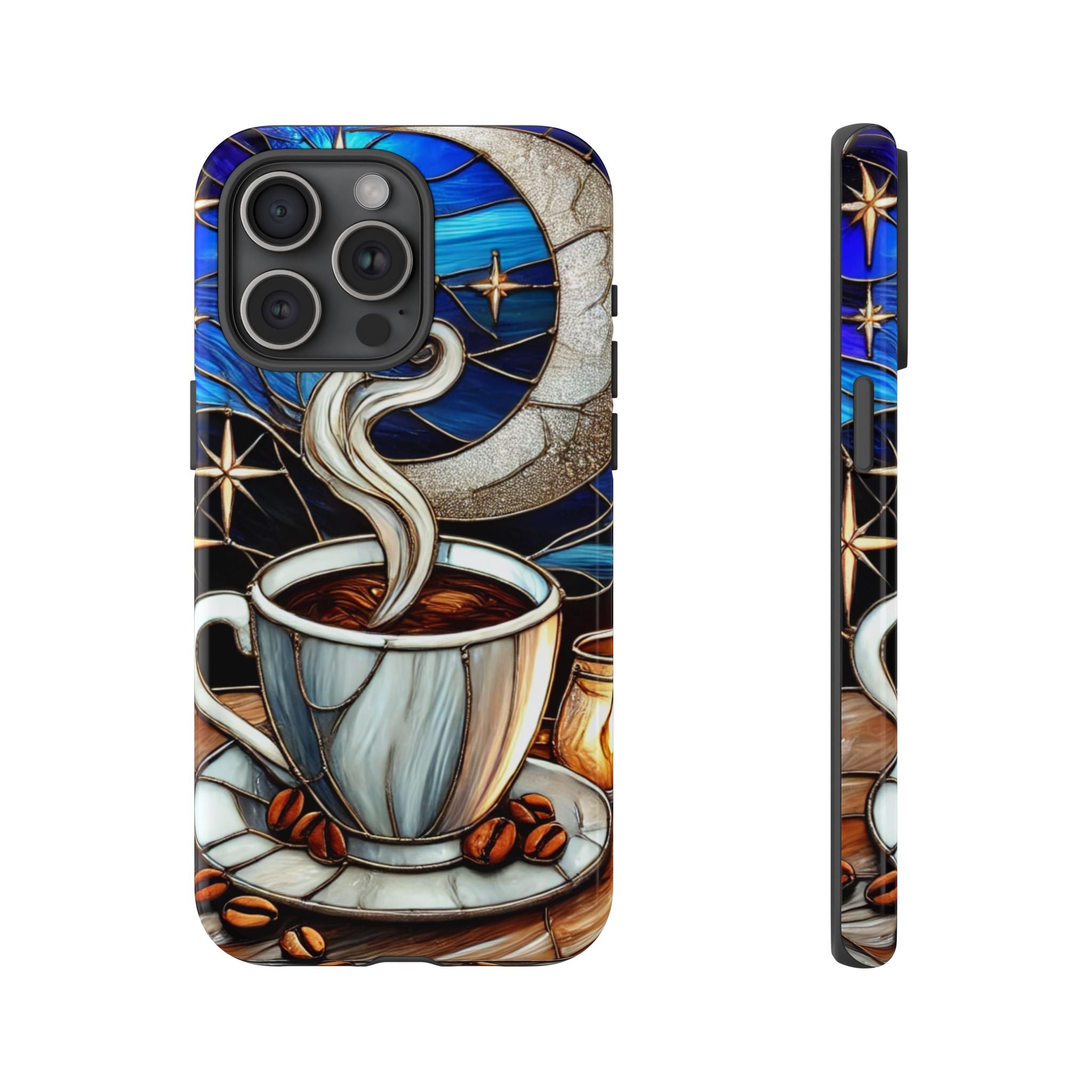 Stained Glass Coffee Phone Case – Cozy Artistic Design for Coffee Lovers