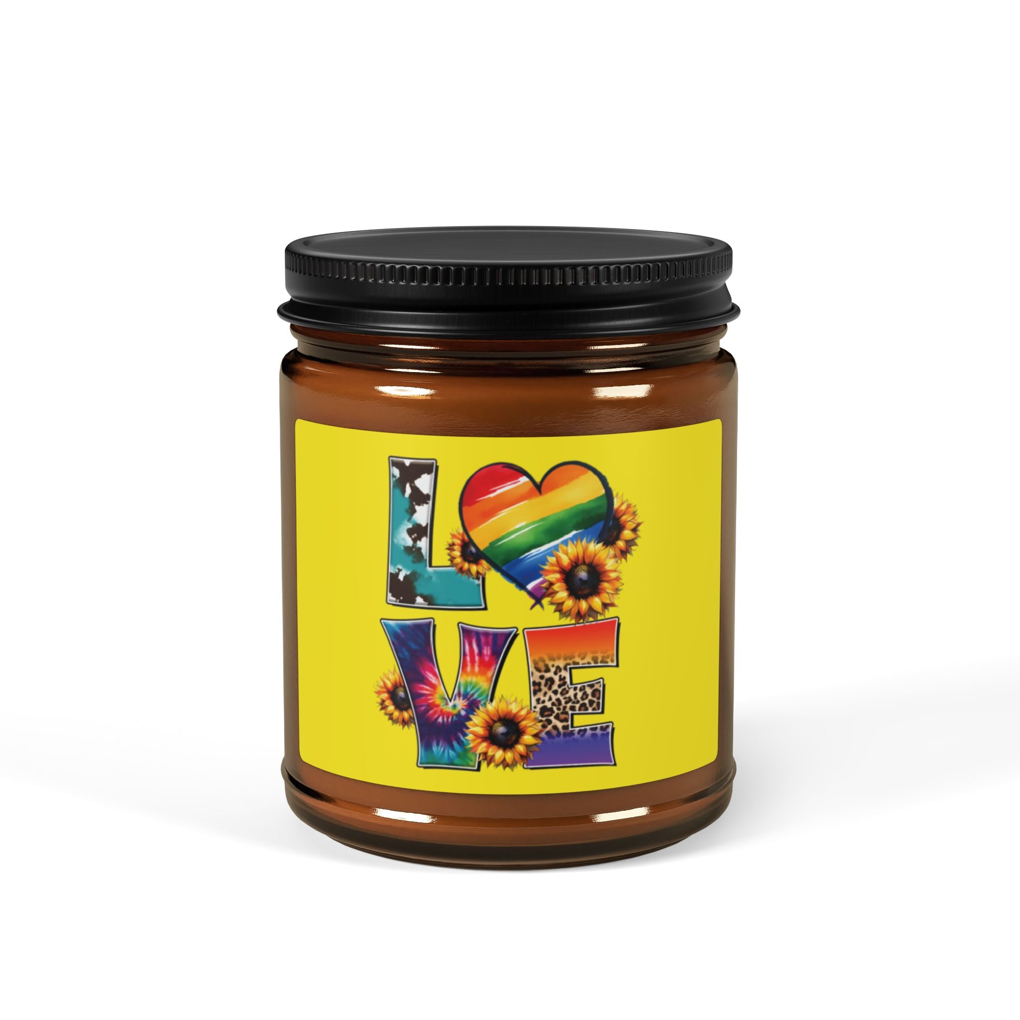 Colorful LGBTQ+ Rainbow Heart Love Scented Soy Candle, Wedding Anniversary Gift From Family, Inclusive Pride Statement Candle, Gay Grad Gift