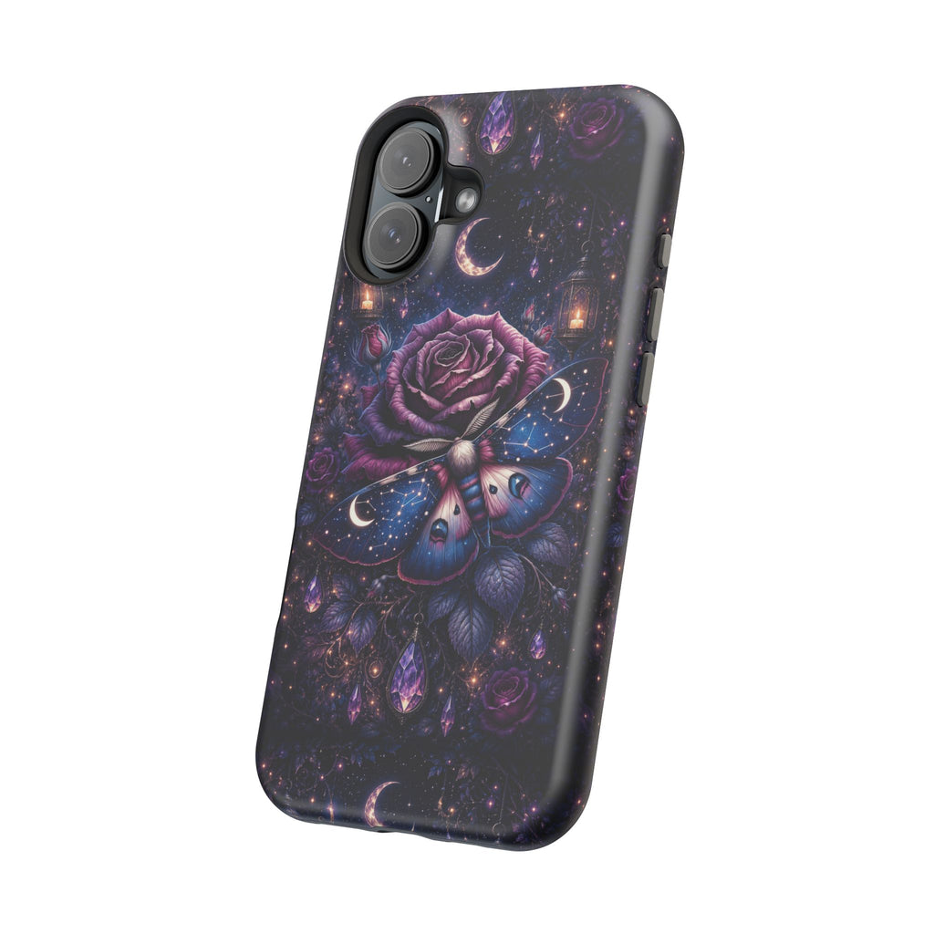 Mystical Rose & Moth Phone Case – Floral MagSafe-Compatible Cover