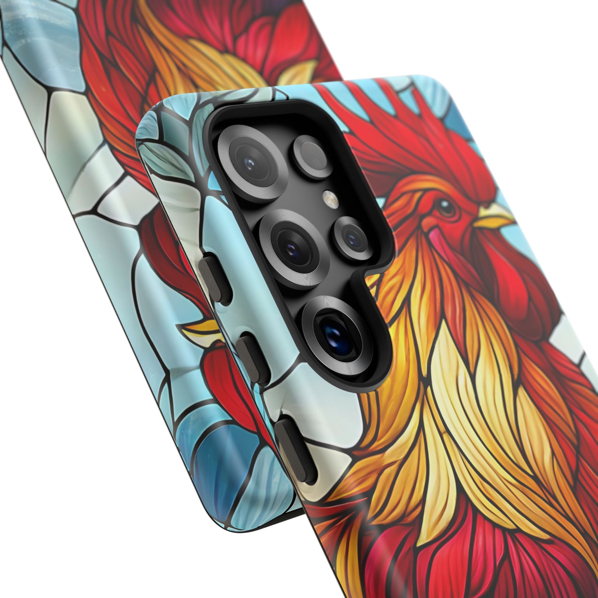 Colorful Stained Glass Rooster Android Case, Tough Protective Phone Cover, Farmhouse Decor Protective Phone Case, Unique Chicken Design
