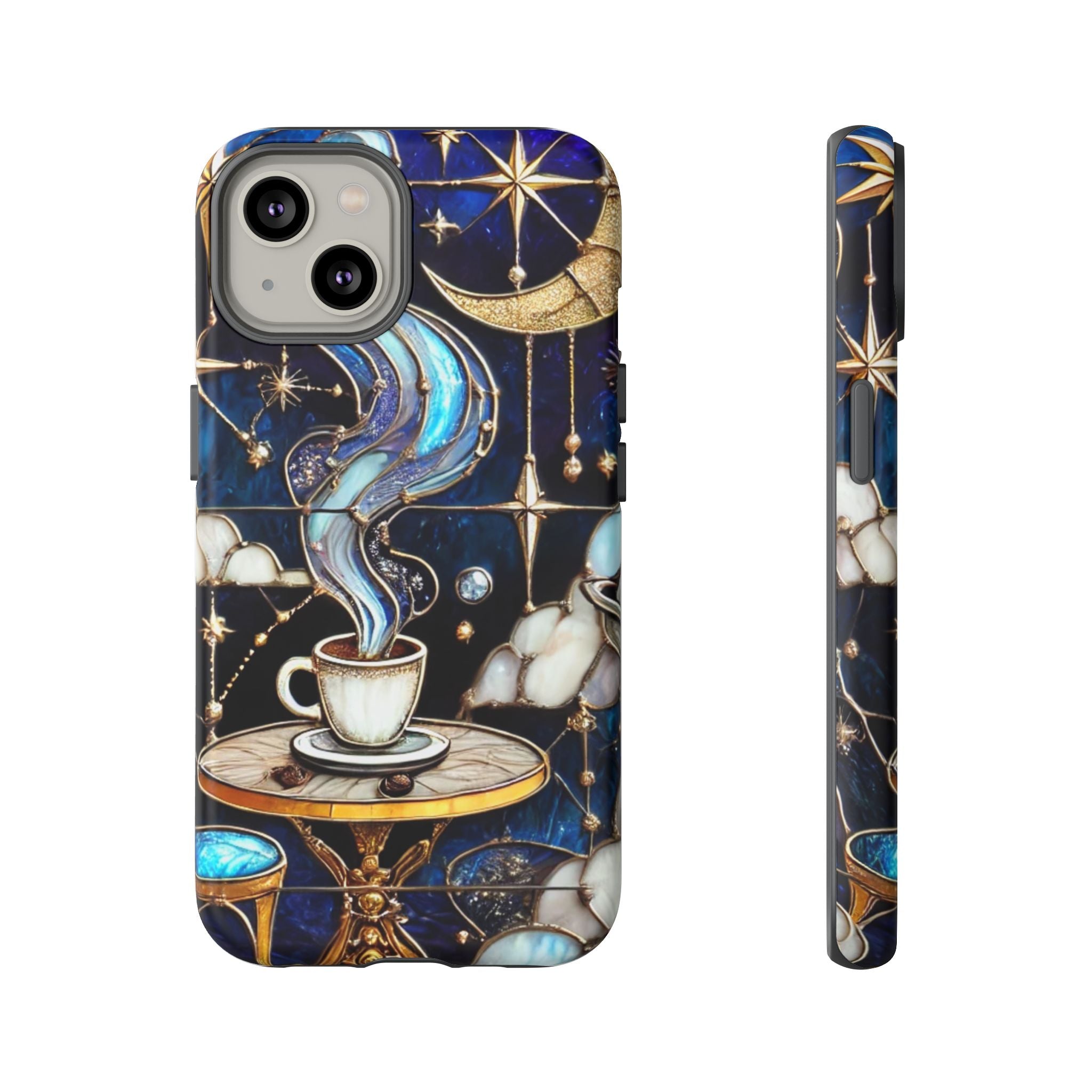 Celestial Stained Glass Coffee iPhone Case – Shockproof 3D Wrap
