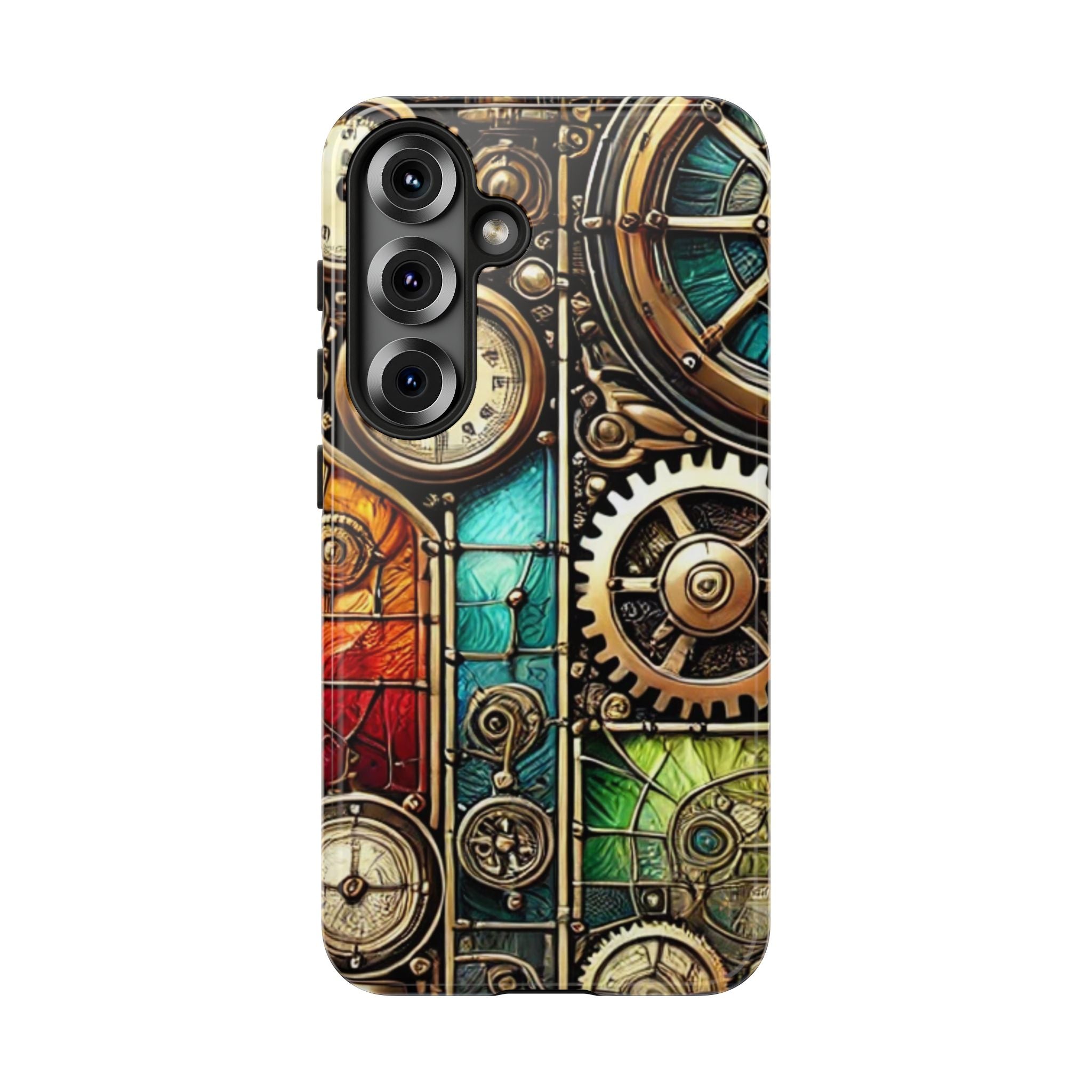 Steampunk Meets Stained Glass Android Case, Artistic Gear Design