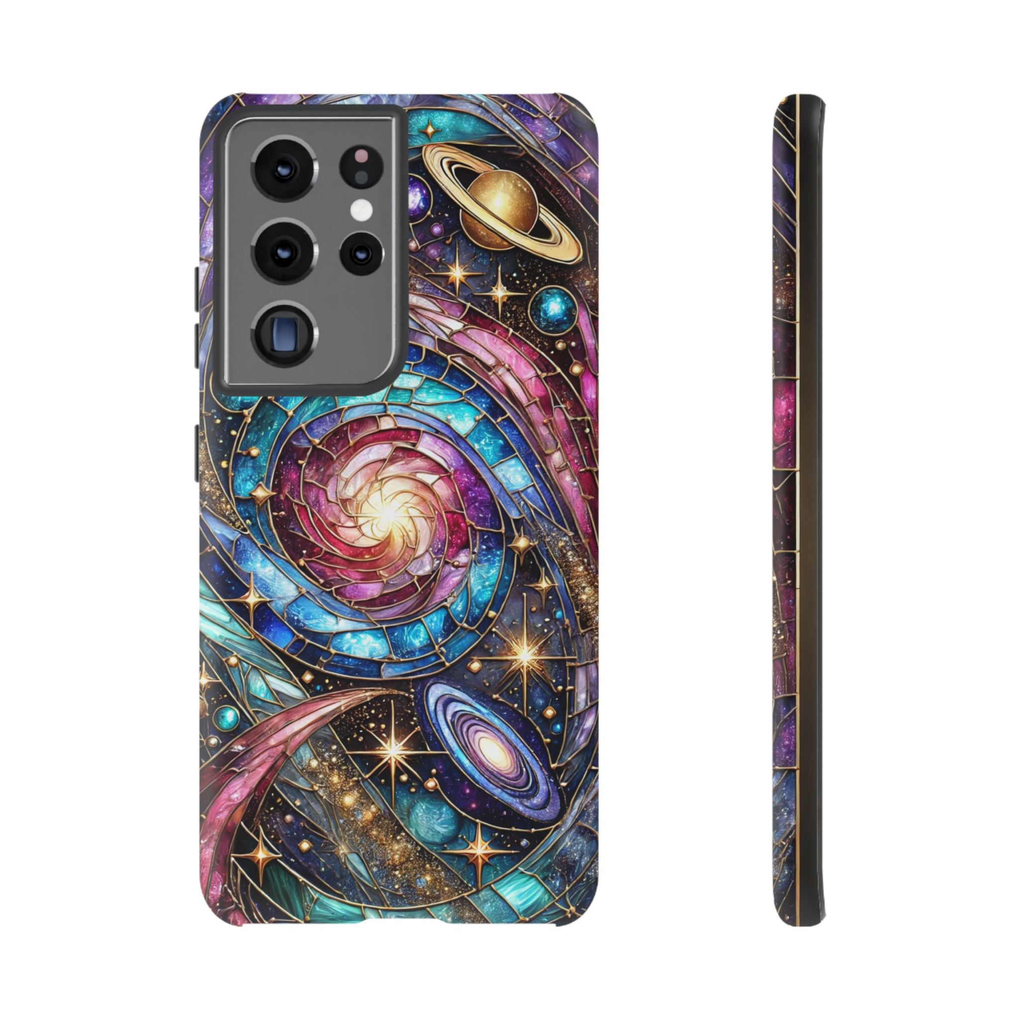 Stained Glass Celestial Android Phone Case – 3D Galaxy Full-Wrap Protective Cover with TPU Liner