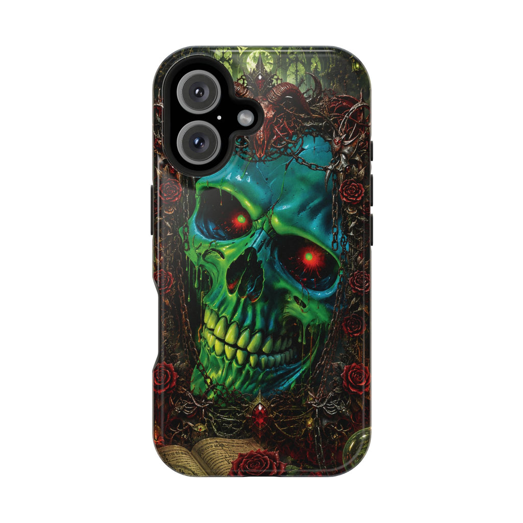 Skull Rose Phone Case – Gothic Impact-Resistant MagSafe-Compatible Cover