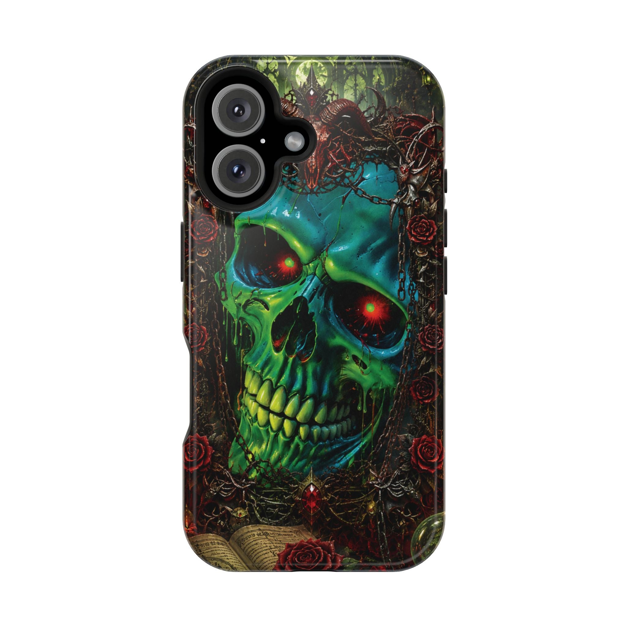 Skull Rose Phone Case – Gothic Impact-Resistant MagSafe-Compatible Cover