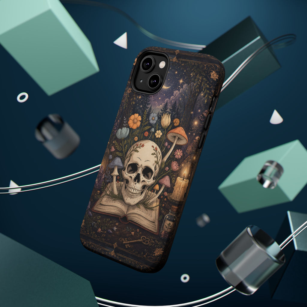 Skull & Mushroom Phone Case – Gothic MagSafe-Compatible Impact-Resistant Case