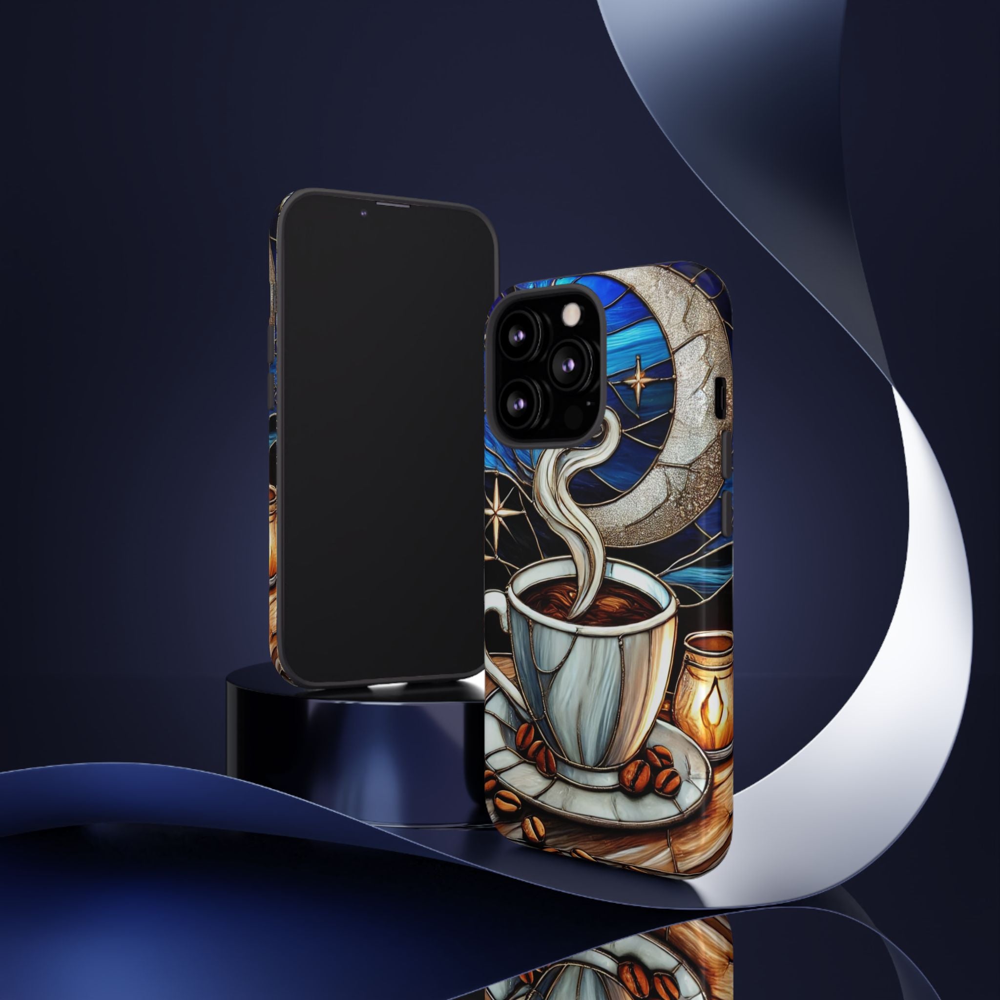 Stained Glass Coffee Phone Case – Cozy Artistic Design for Coffee Lovers