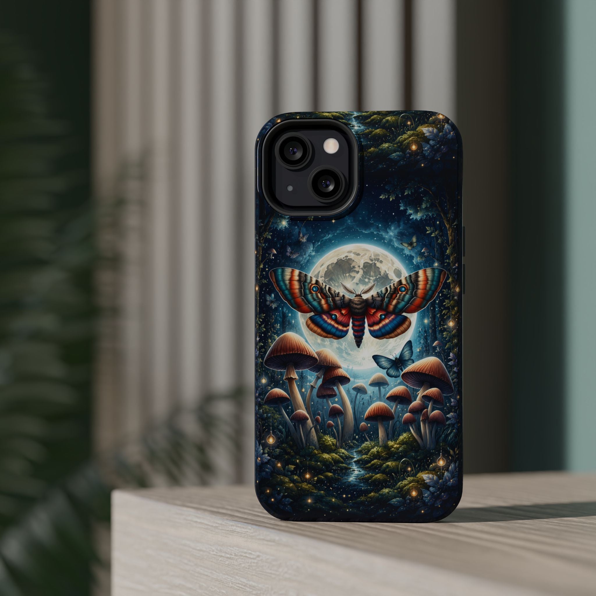 Mystic Moth Moon Phone Case – Whimsical MagSafe-Compatible Cover