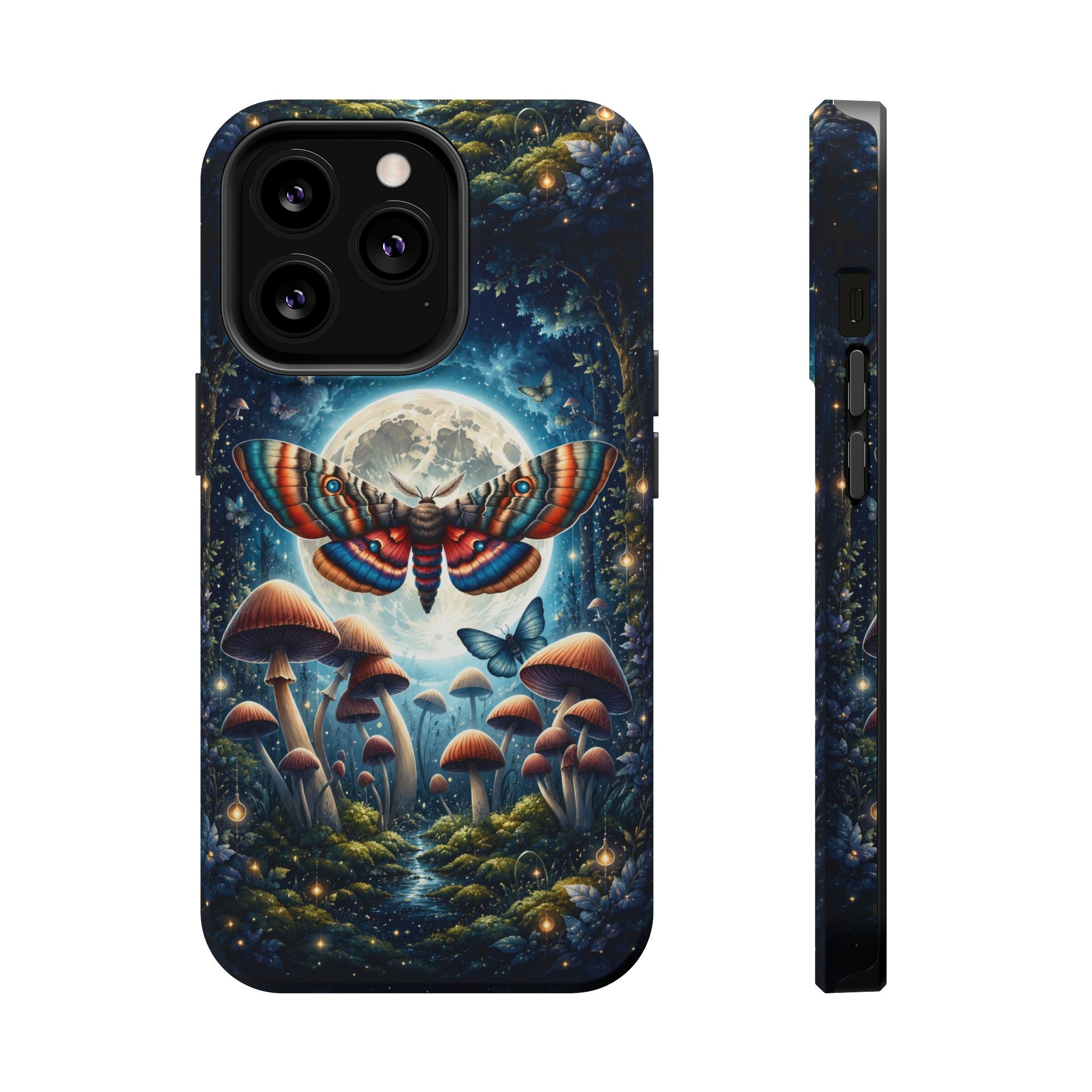 Mystic Moth Moon Phone Case – Whimsical MagSafe-Compatible Cover