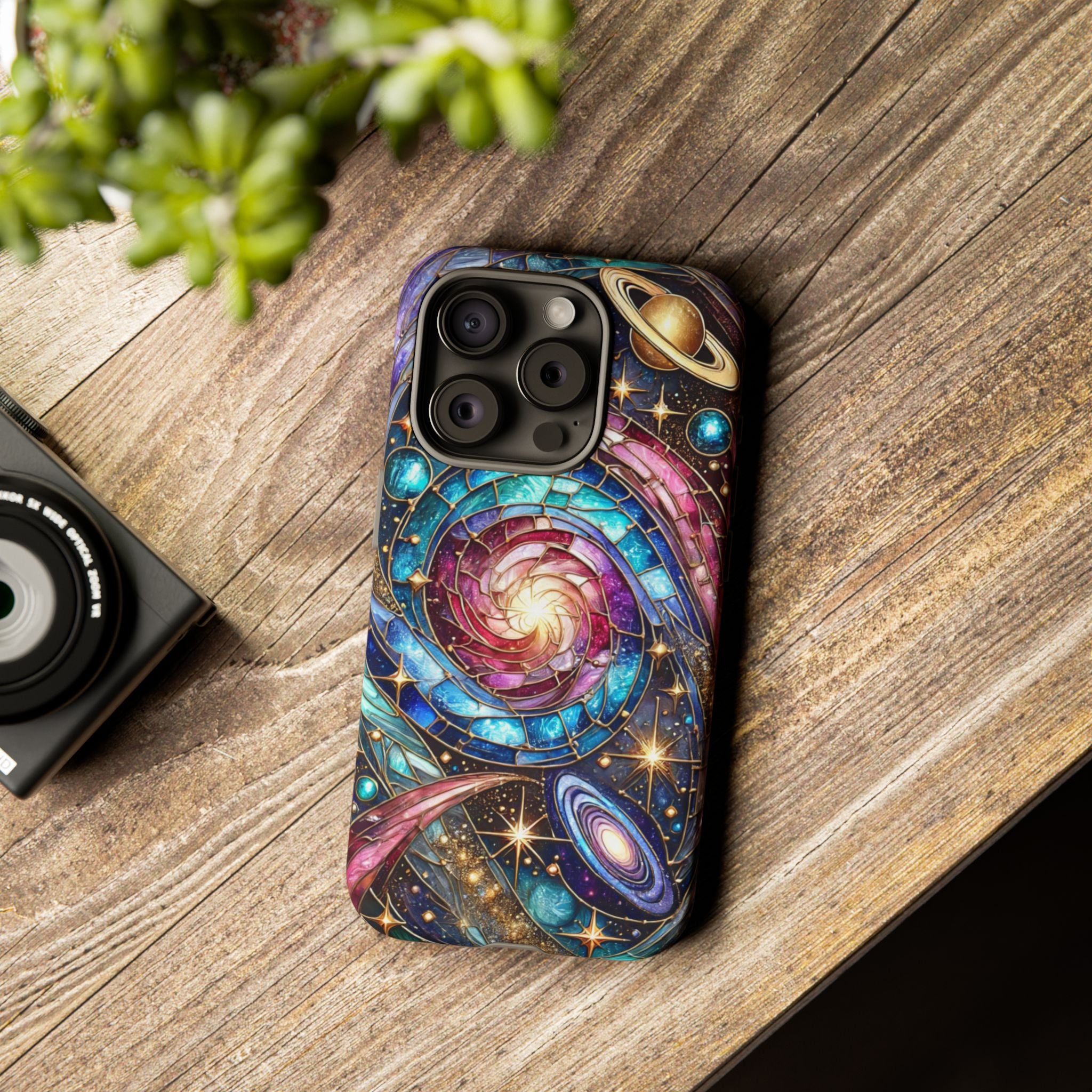 Galaxy Swirl Stained Glass Phone Case – Cosmic Celestial Cover
