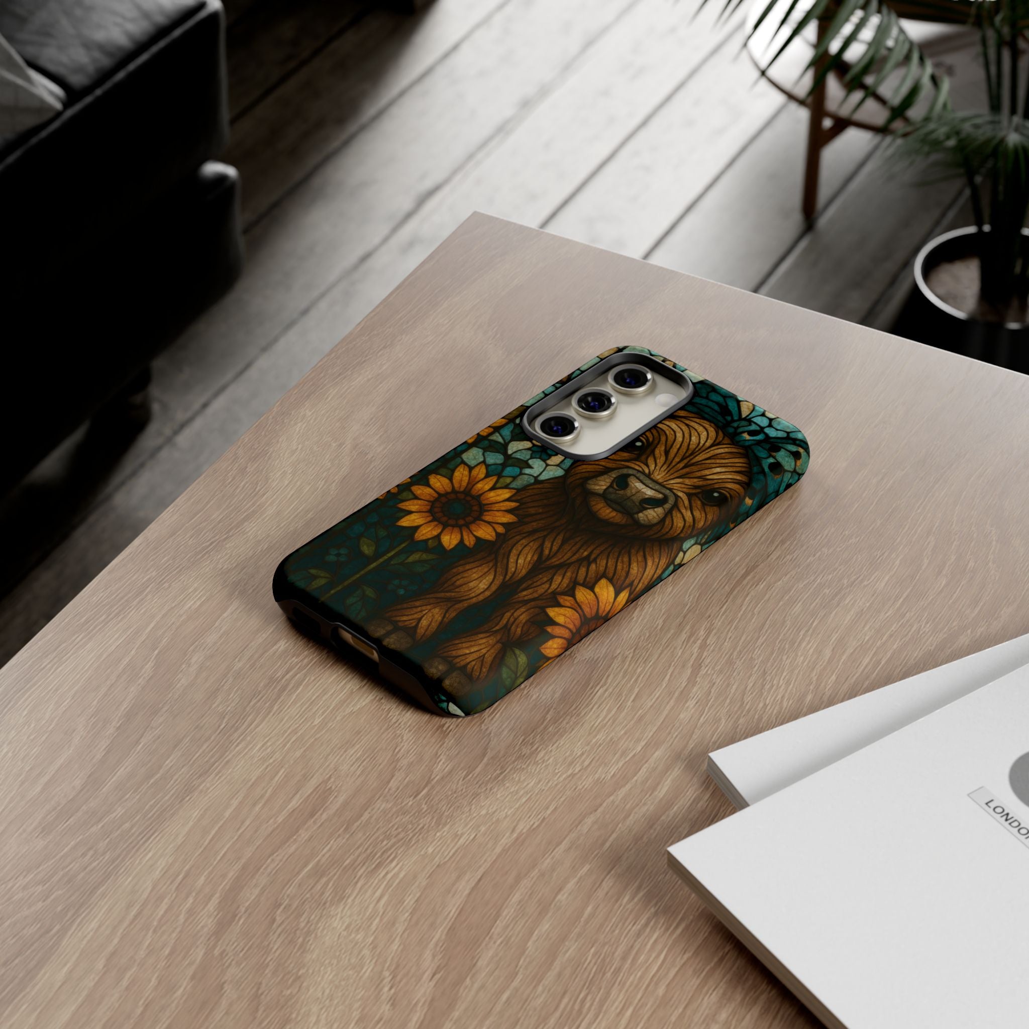 Stained Glass Baby Cow Phone Case – Sunflower Farmhouse Animal Design