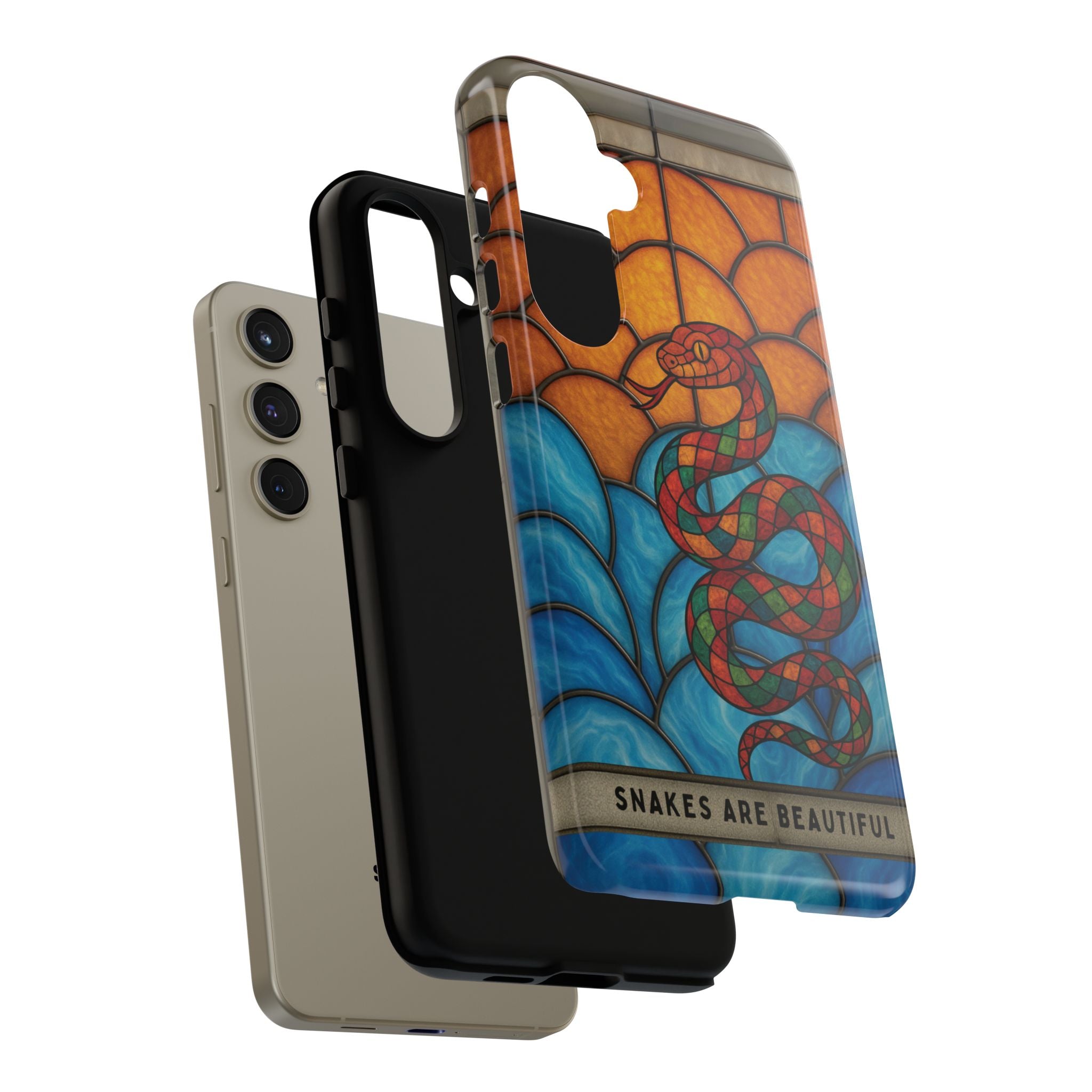Snakes Are Beautiful Stained Glass Phone Case, Colorful Reptile Design Phone Cover, Nature Lovers Reptile Phone Case, Danger Noodle Case