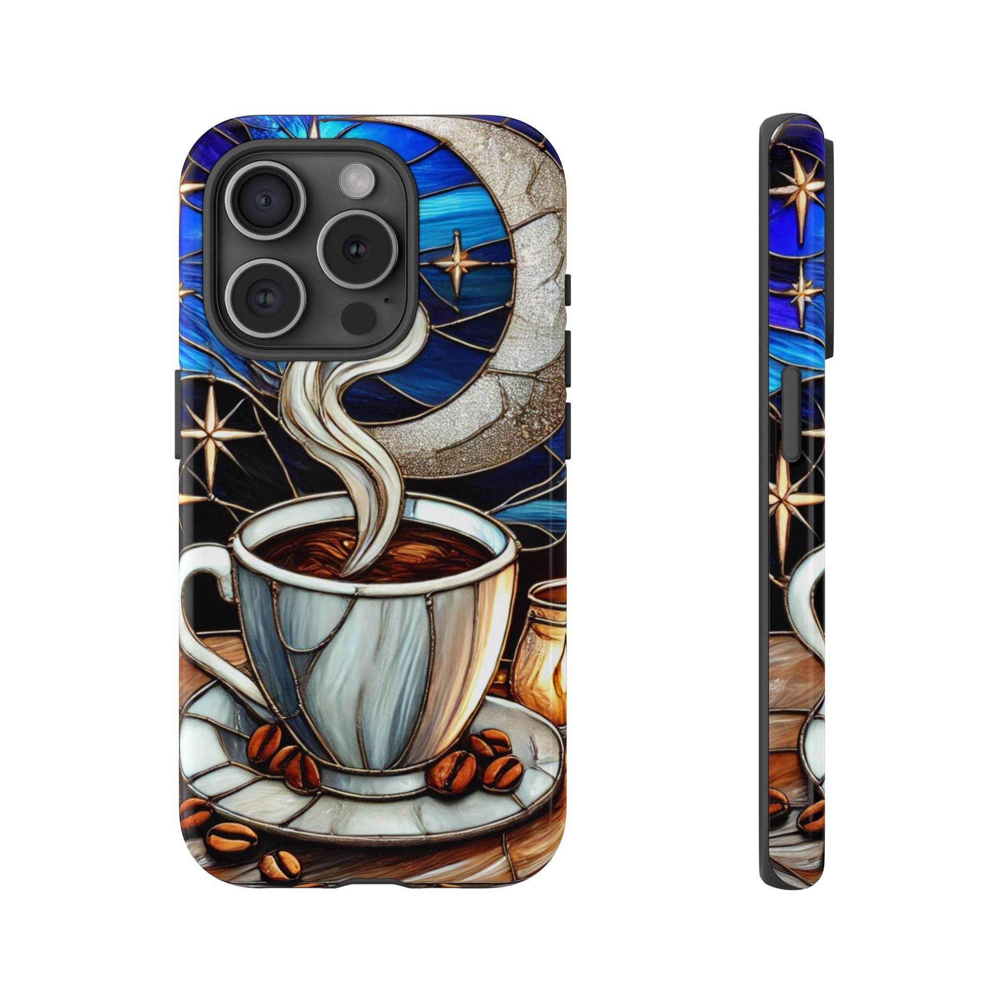 Stained Glass Coffee Phone Case – Cozy Artistic Design for Coffee Lovers