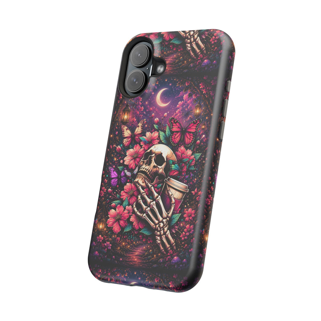Skull & Butterflies Phone Case – Gothic Floral MagSafe-Compatible Case