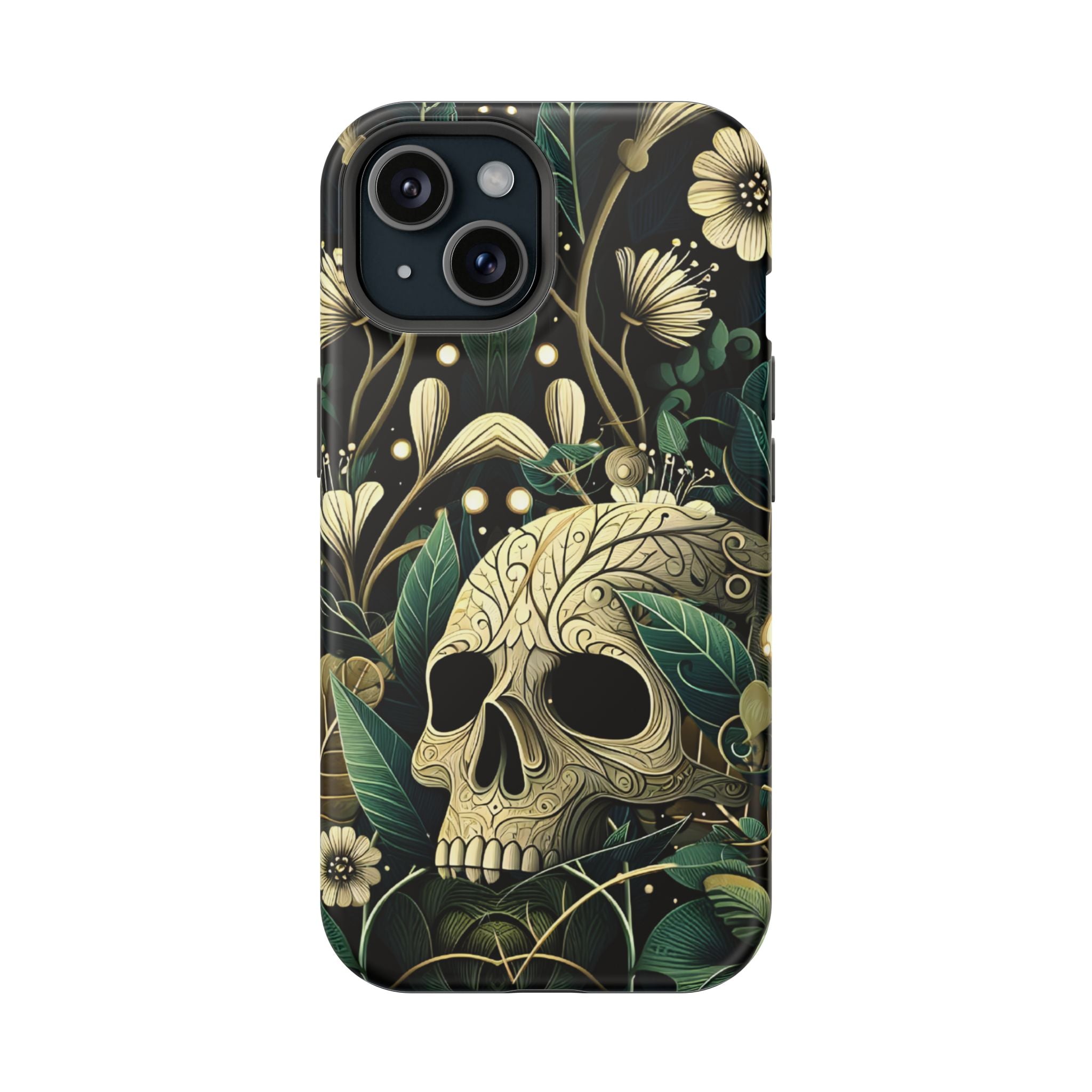 Floral Skull Phone Case – Botanical Gothic MagSafe-Compatible Cover