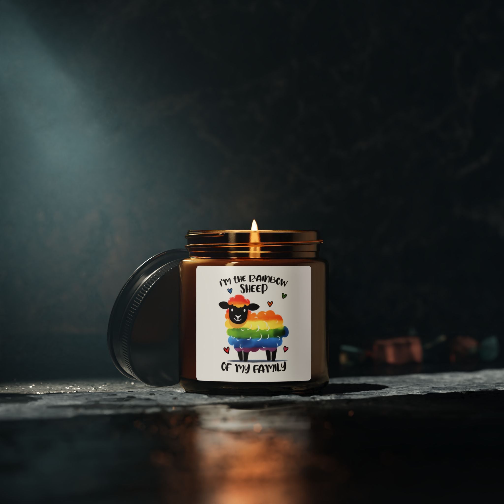 Rainbow Sheep Scented Soy Candle, LGBTQ Inclusive Statement Gift Candle For Friend, Graduation Present from Mom Dad Family Pride Celebration