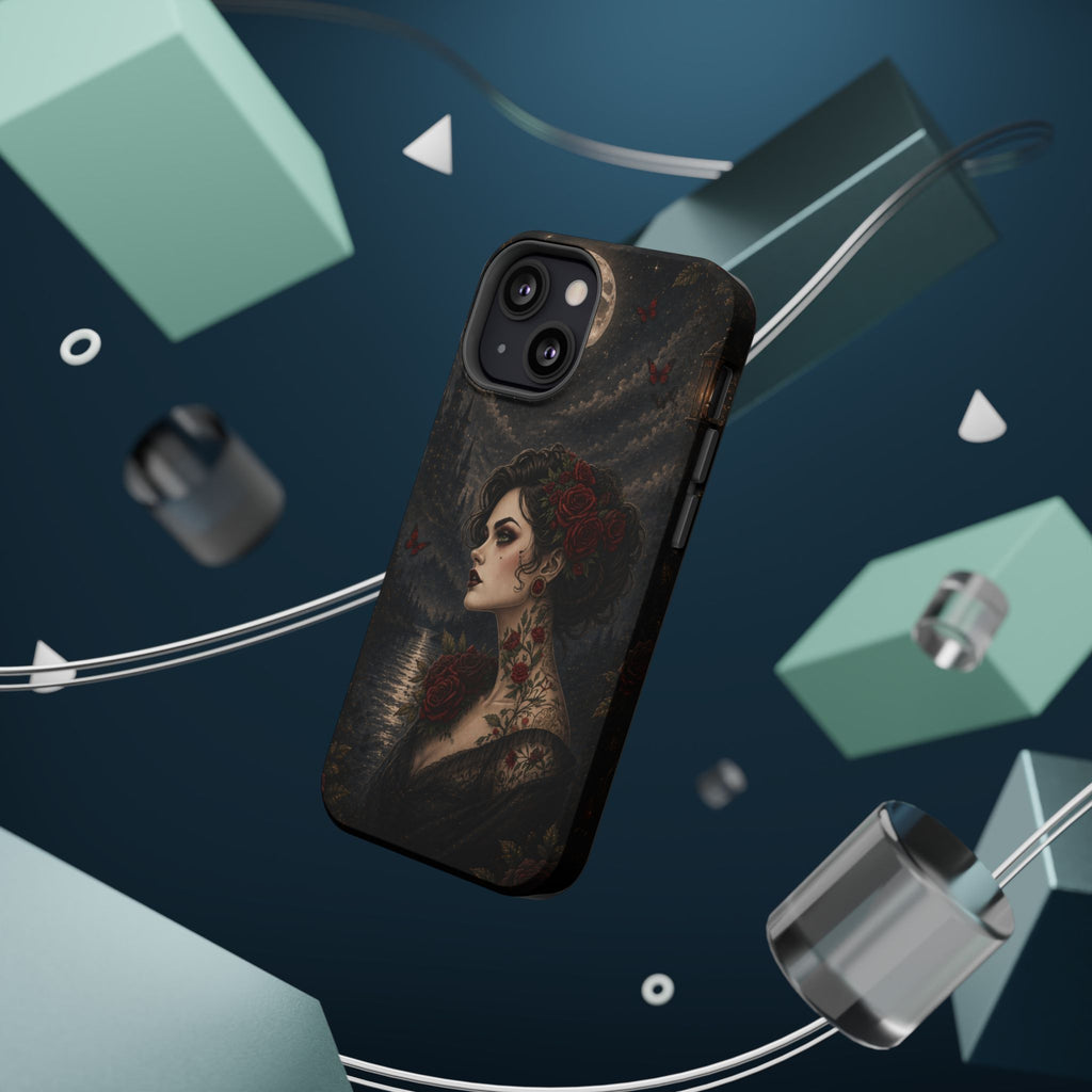 Gothic Rose Portrait Phone Case – Dark Romance MagSafe-Compatible Cover