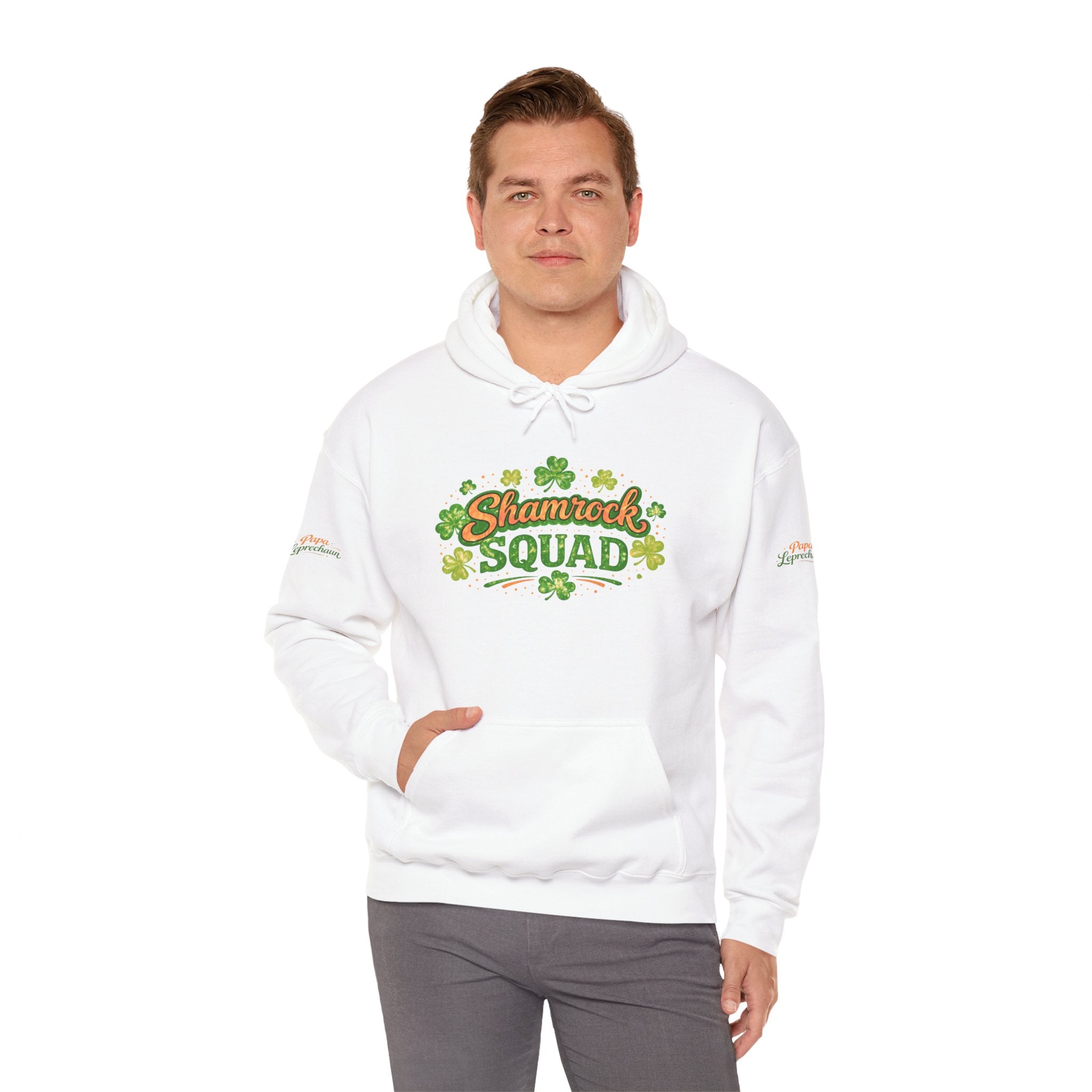 Papa Leprechaun Shamrock Squad Hoodie — St. Patrick’s Day Green Clover Sweatshirt