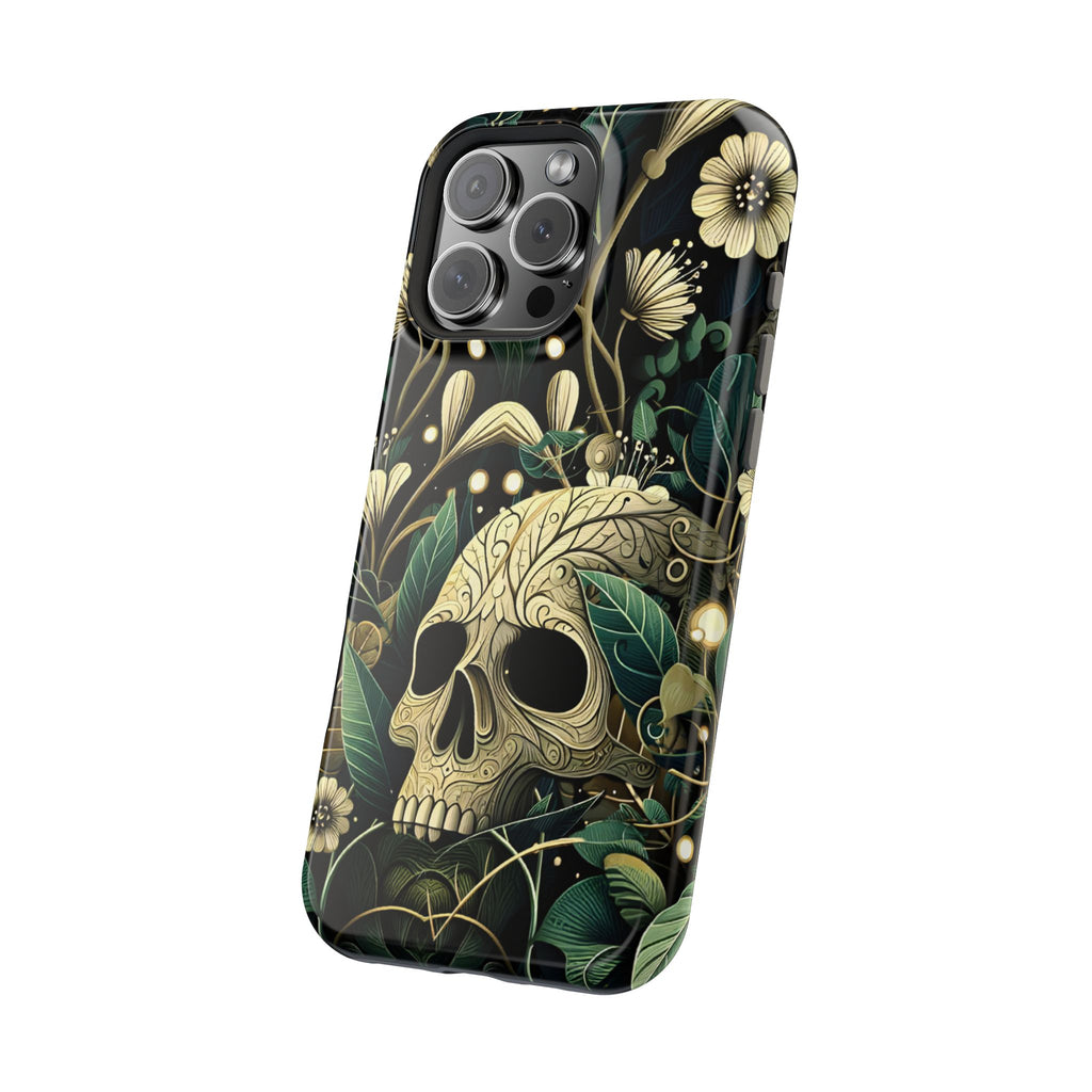 Floral Skull Phone Case – Botanical Gothic MagSafe-Compatible Cover