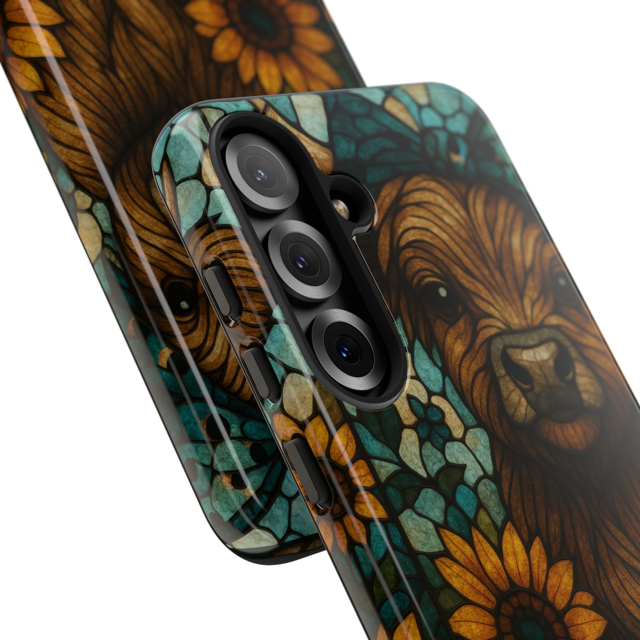 Stained Glass Baby Cow Phone Case – Sunflower Farmhouse Animal Design