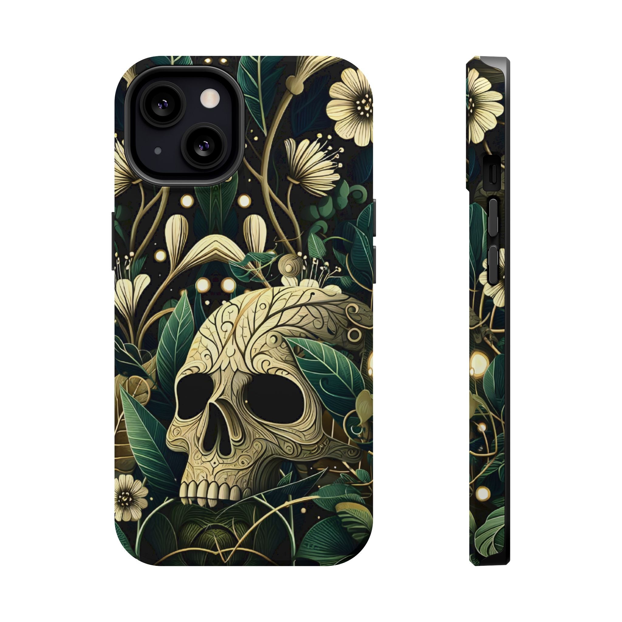 Floral Skull Phone Case – Botanical Gothic MagSafe-Compatible Cover