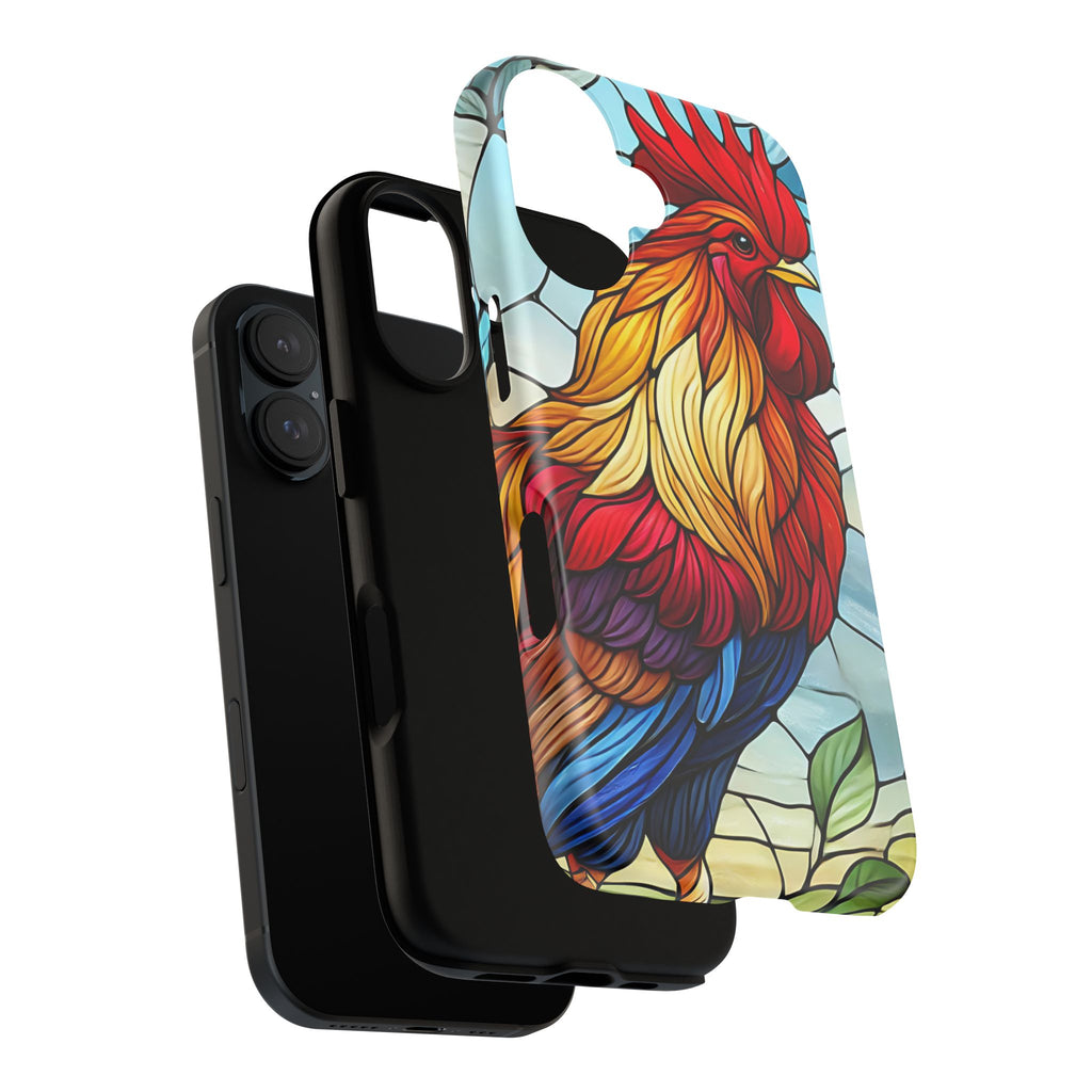 Colorful Stained Glass Rooster Android Case, Tough Protective Phone Cover, Farmhouse Decor Protective Phone Case, Unique Chicken Design