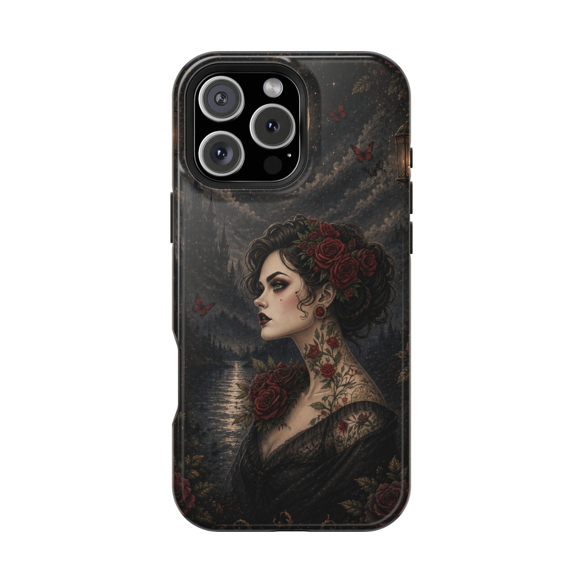 Gothic Rose Portrait Phone Case – Dark Romance MagSafe-Compatible Cover