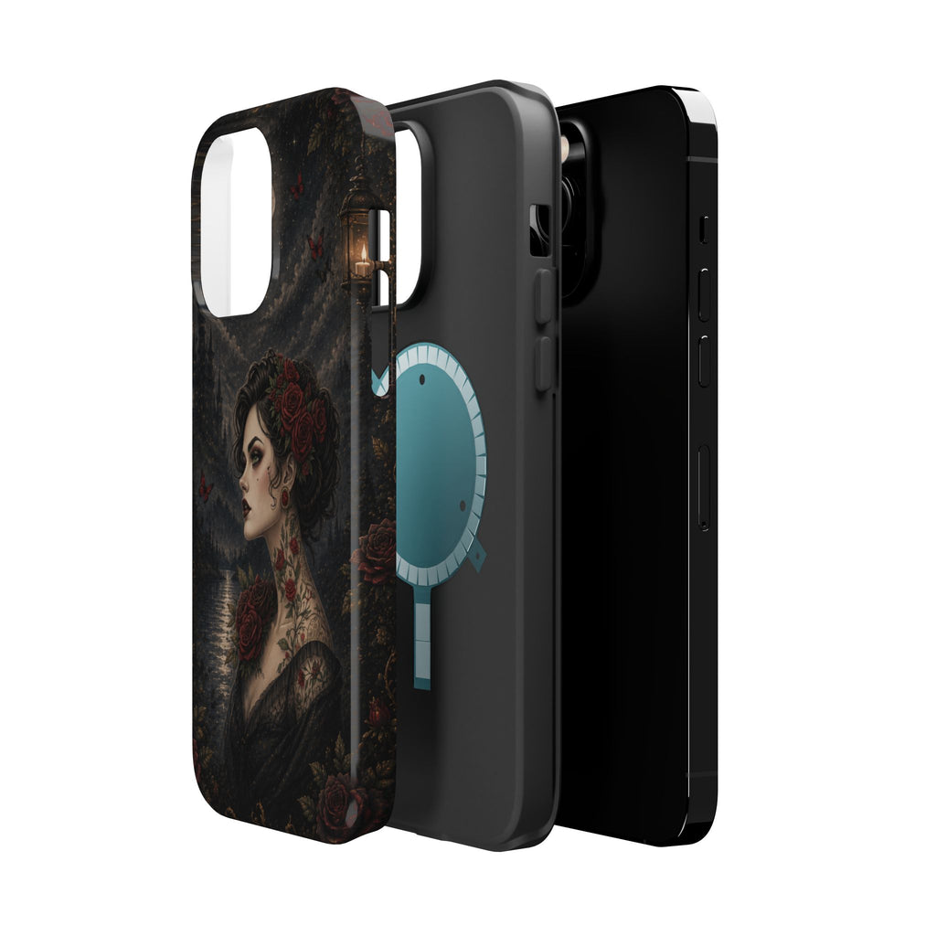 Gothic Rose Portrait Phone Case – Dark Romance MagSafe-Compatible Cover