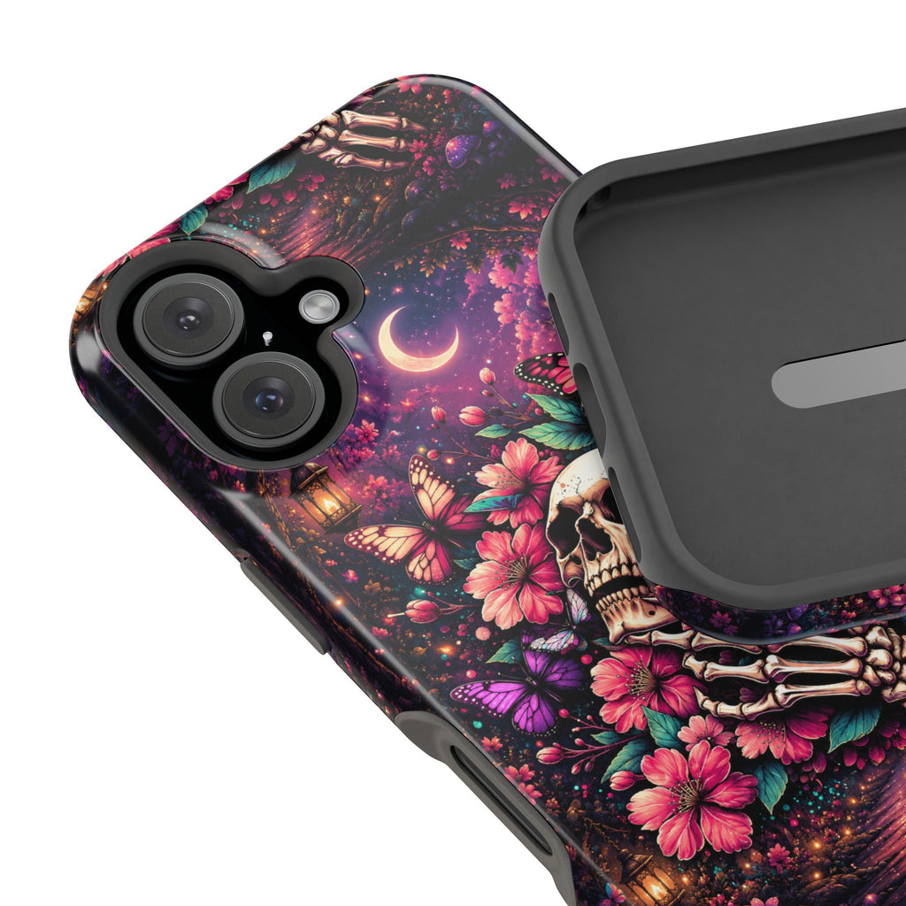 Skull & Butterflies Phone Case – Gothic Floral MagSafe-Compatible Case
