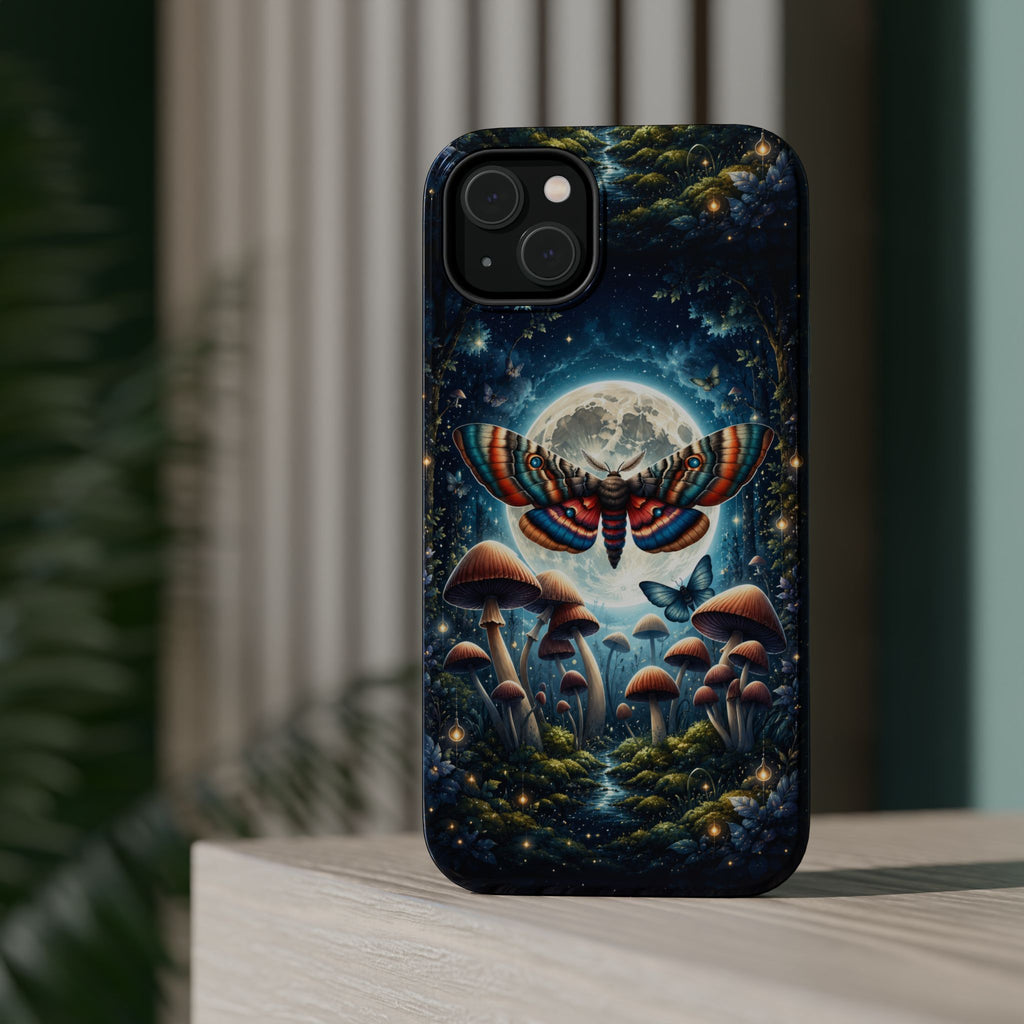 Mystic Moth Moon Phone Case – Whimsical MagSafe-Compatible Cover