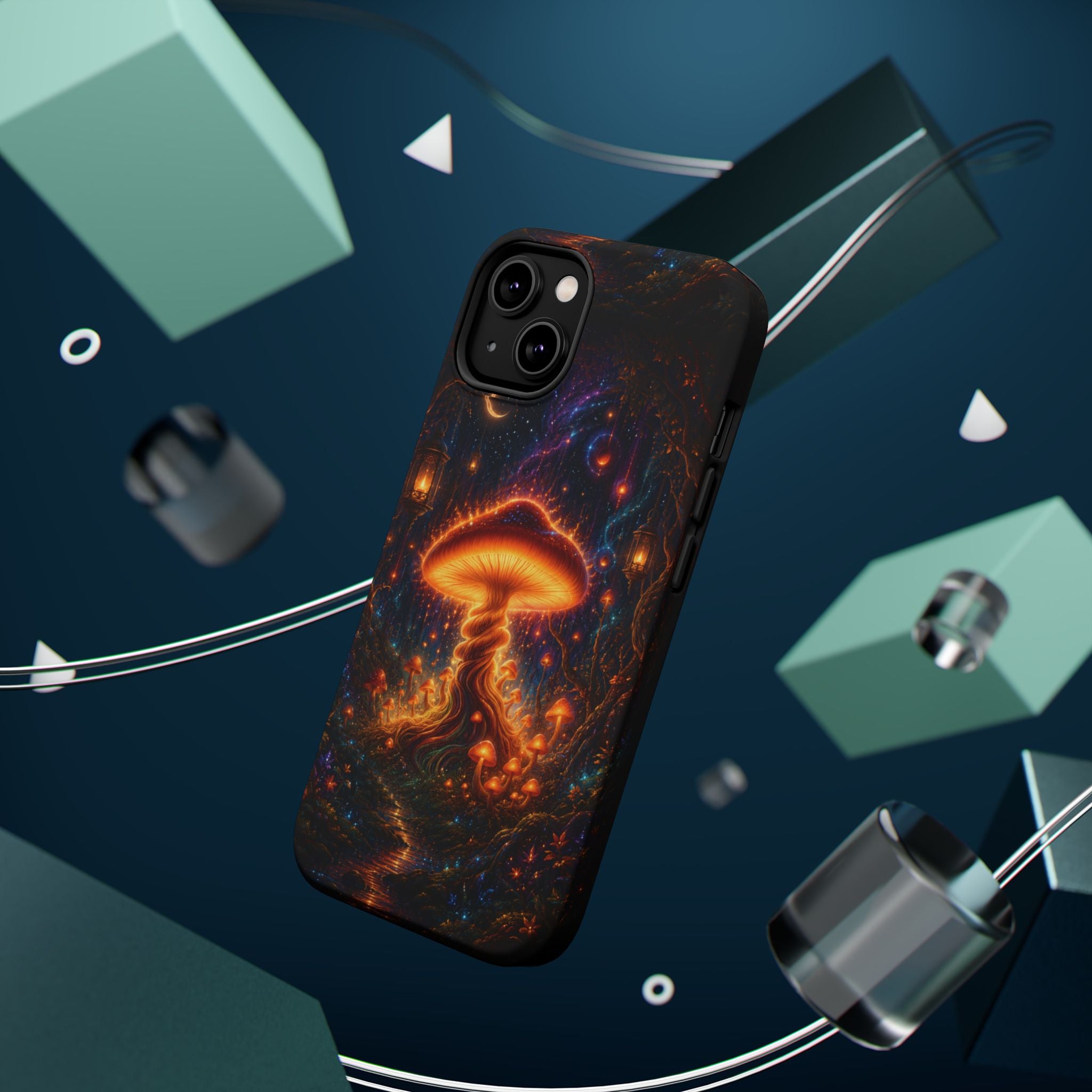 Psychedelic Glowing Mushroom Phone Case – MagSafe Galaxy Art Cover