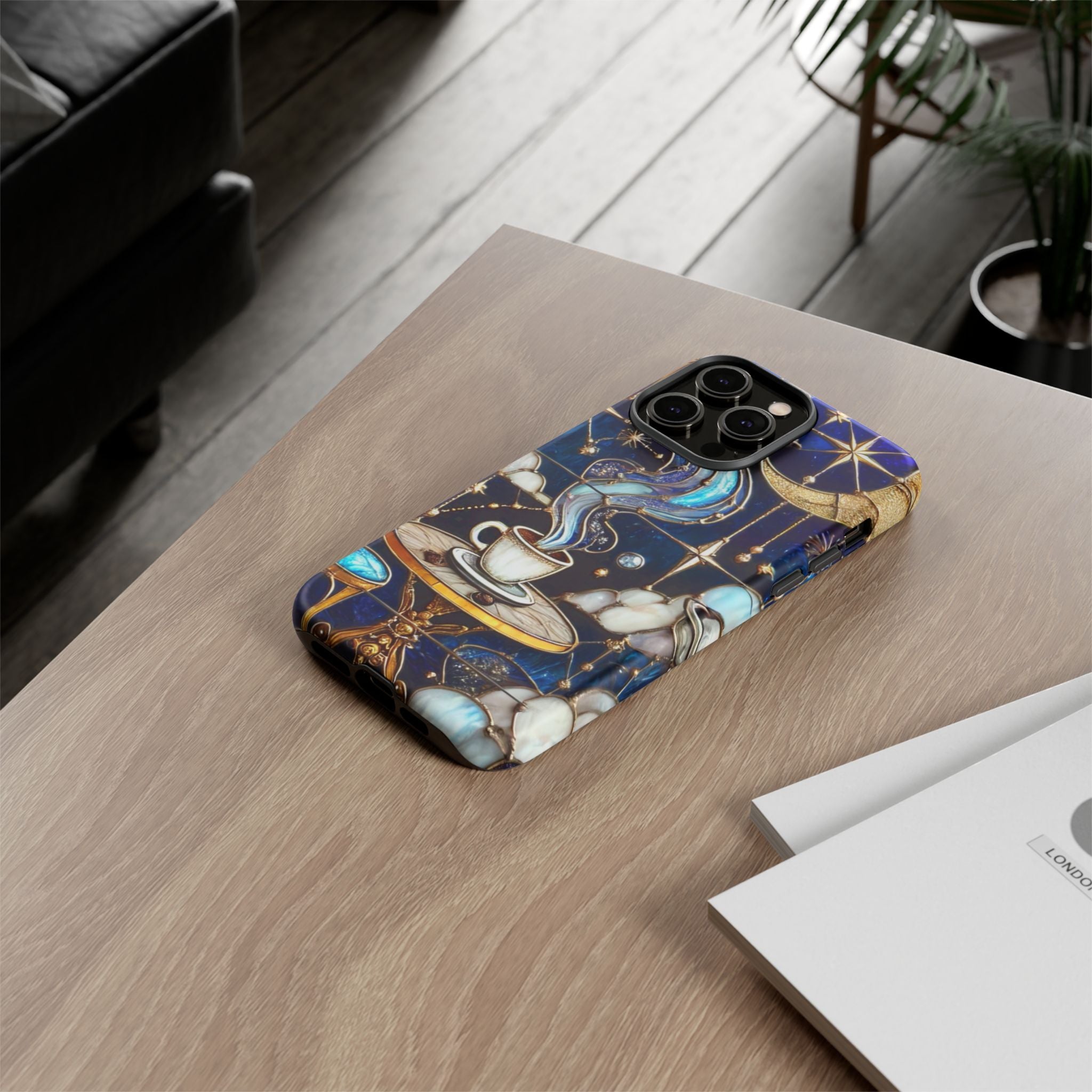 Celestial Stained Glass Coffee iPhone Case – Shockproof 3D Wrap