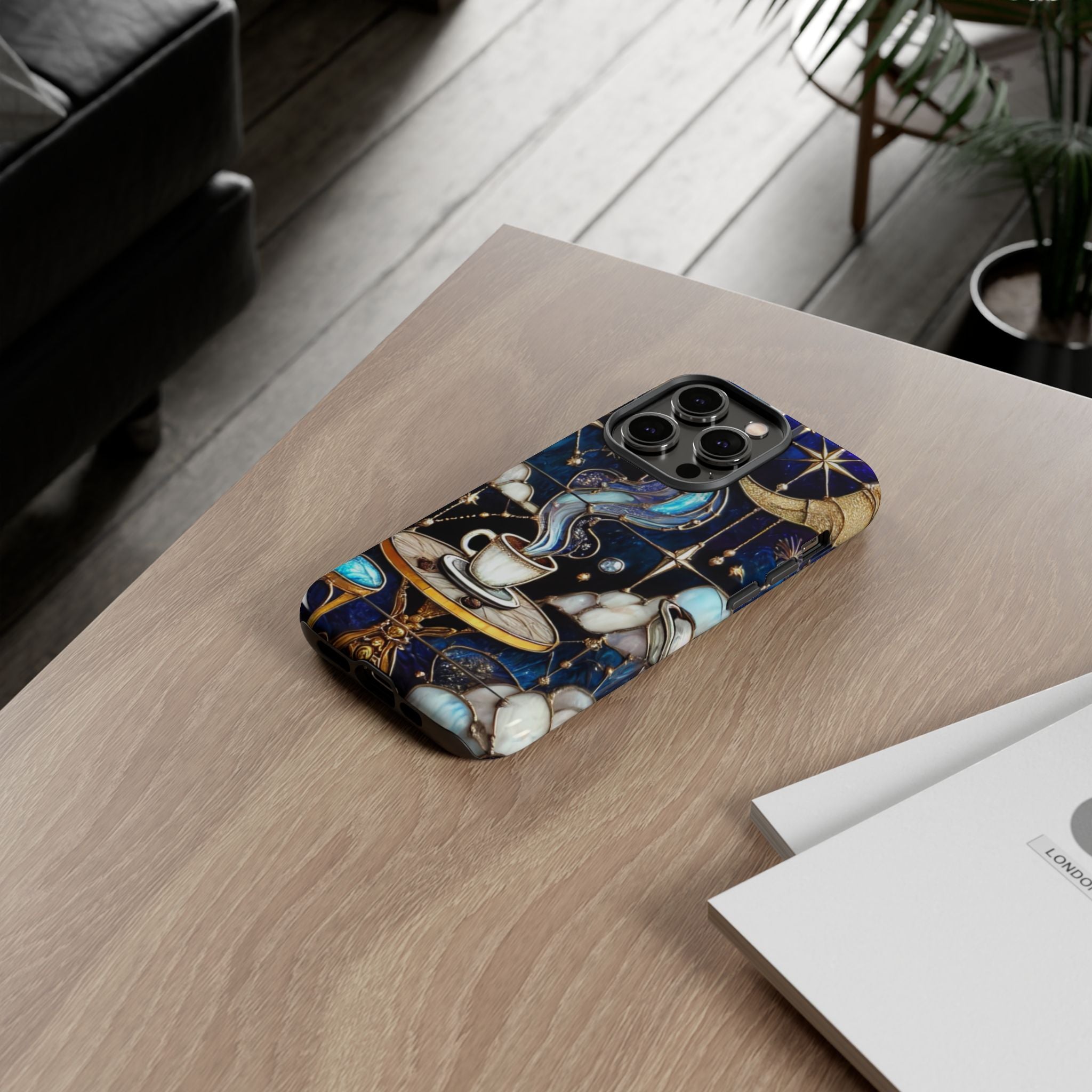 Celestial Stained Glass Coffee iPhone Case – Shockproof 3D Wrap