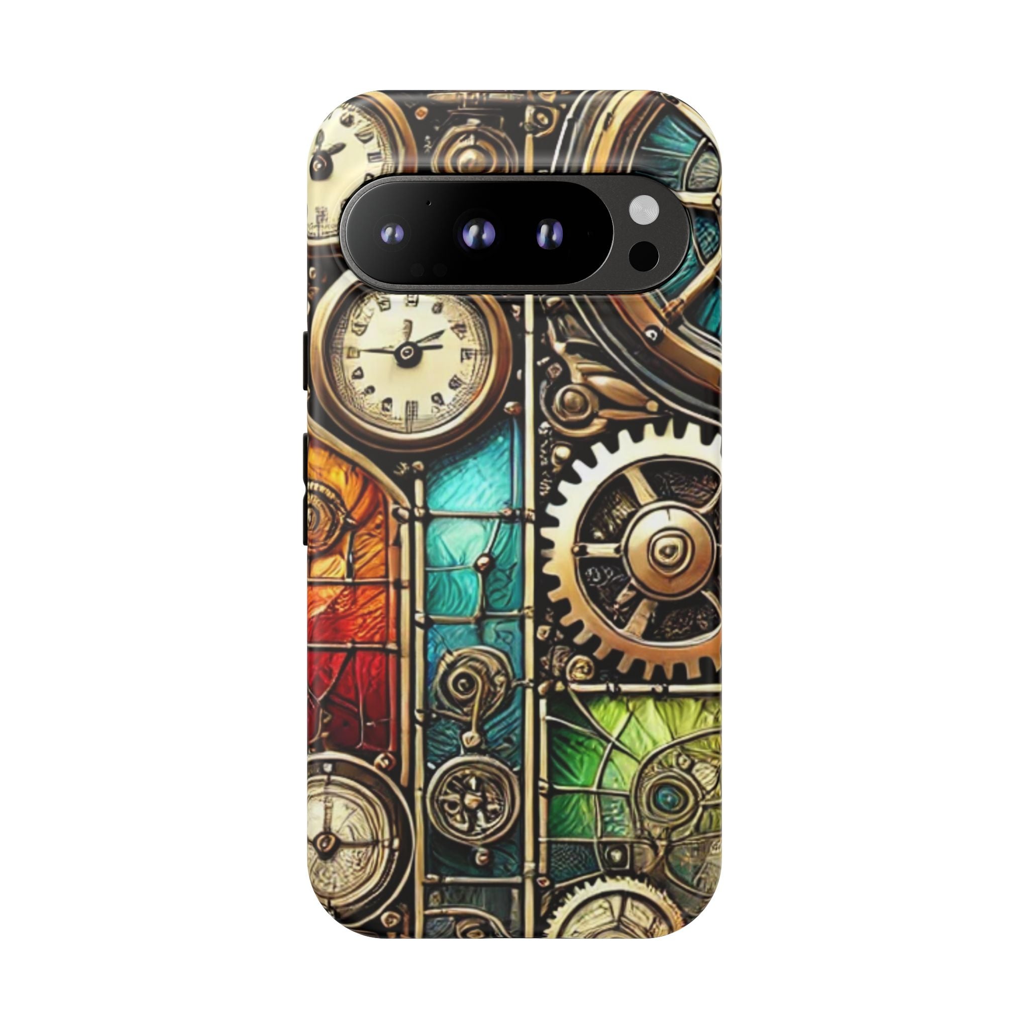 Steampunk Faux Stained Glass Android Phone Case – 3D Full-Wrap Protective Cover with TPU Liner